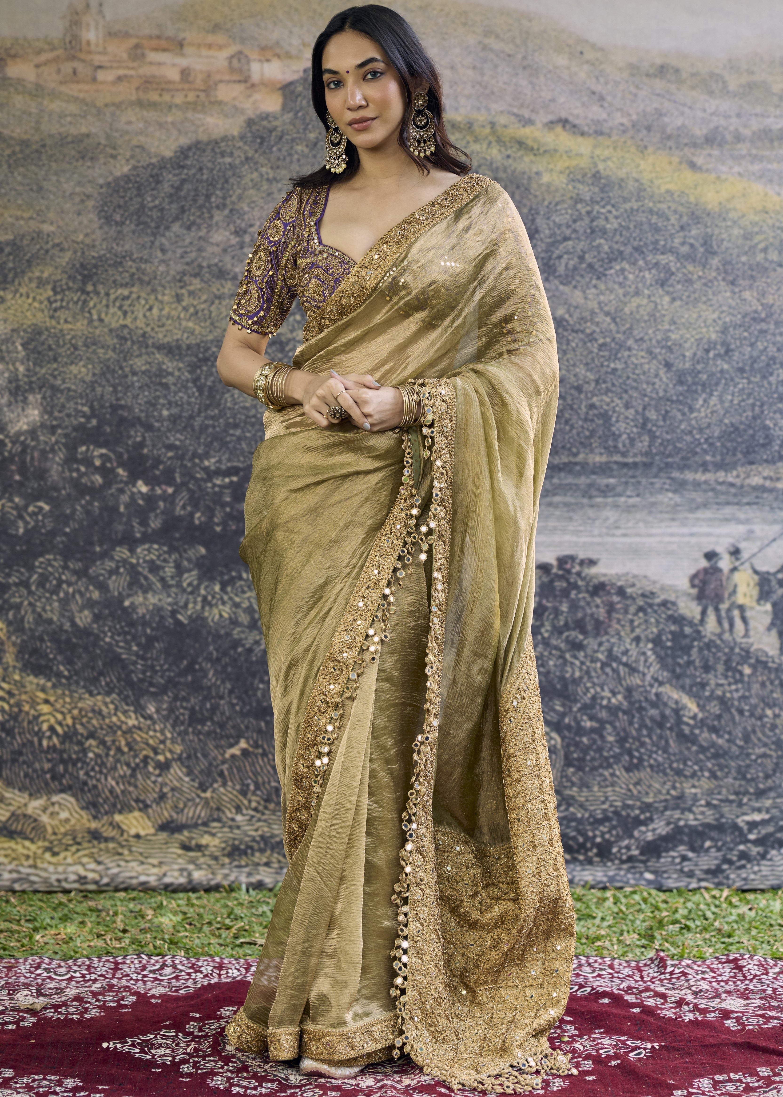 Zarvika Fusion Tissue Sari Set