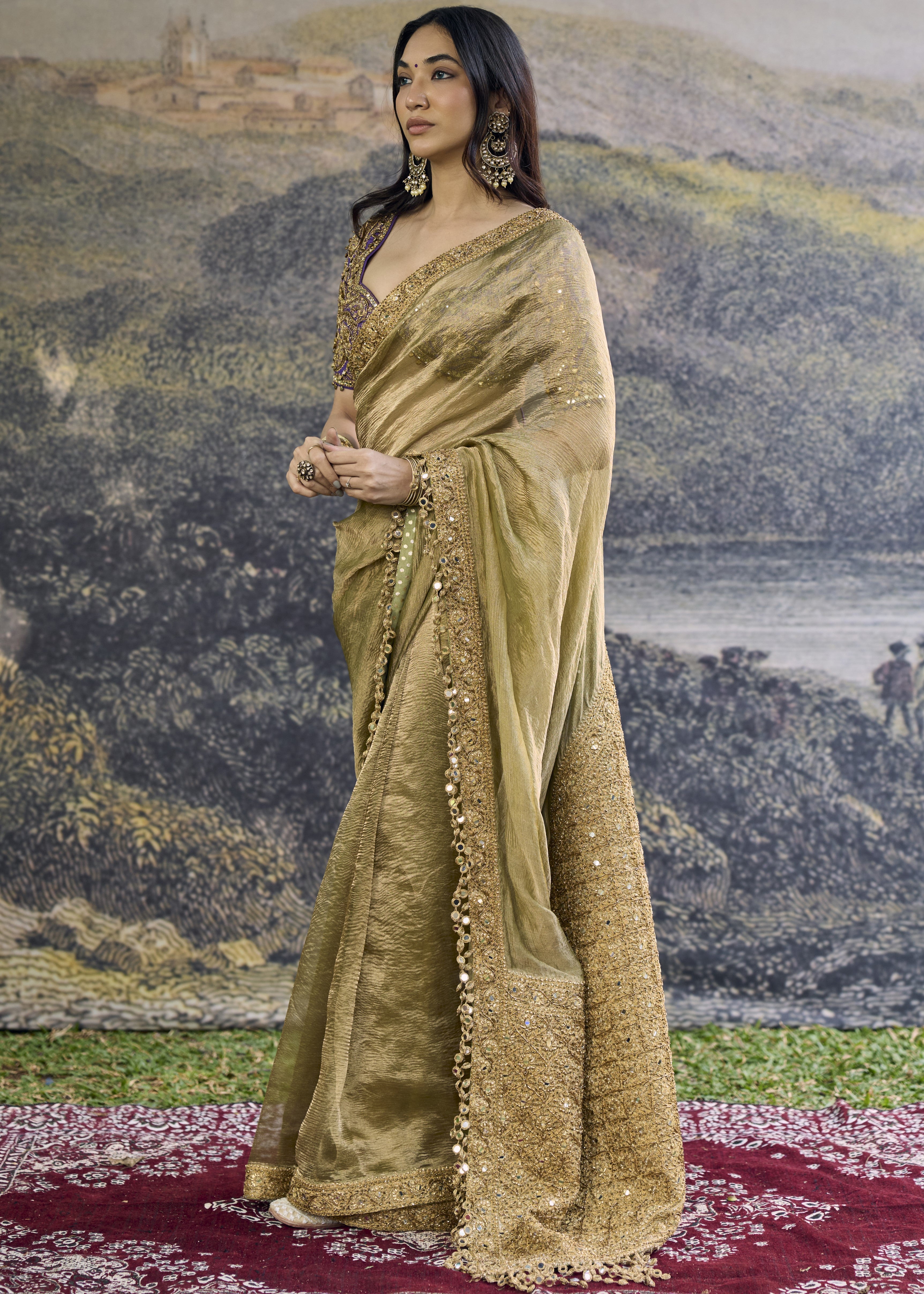 Zarvika Fusion Tissue Sari Set