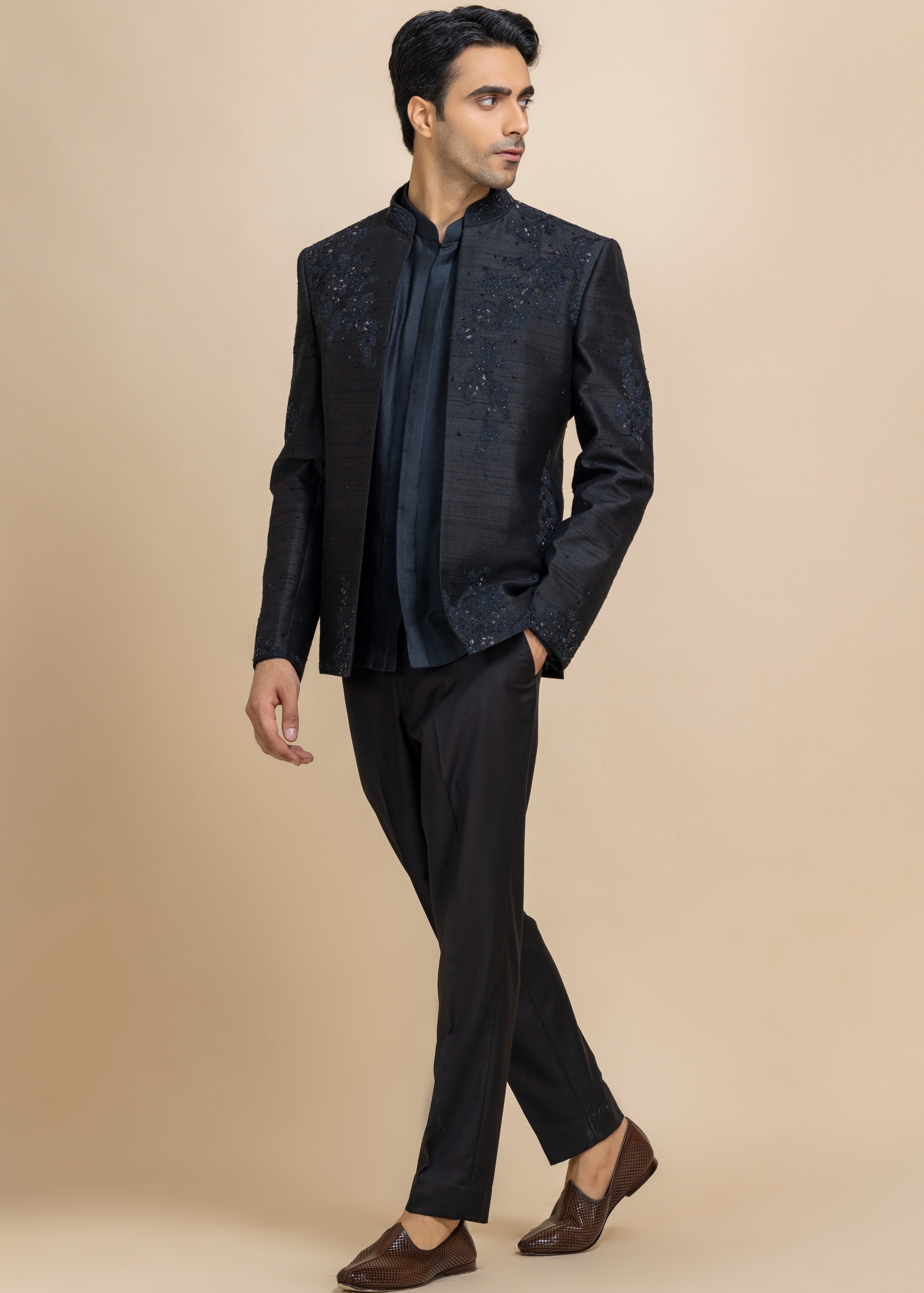Siyahi Short Open Jacket & Kurta-pant Set