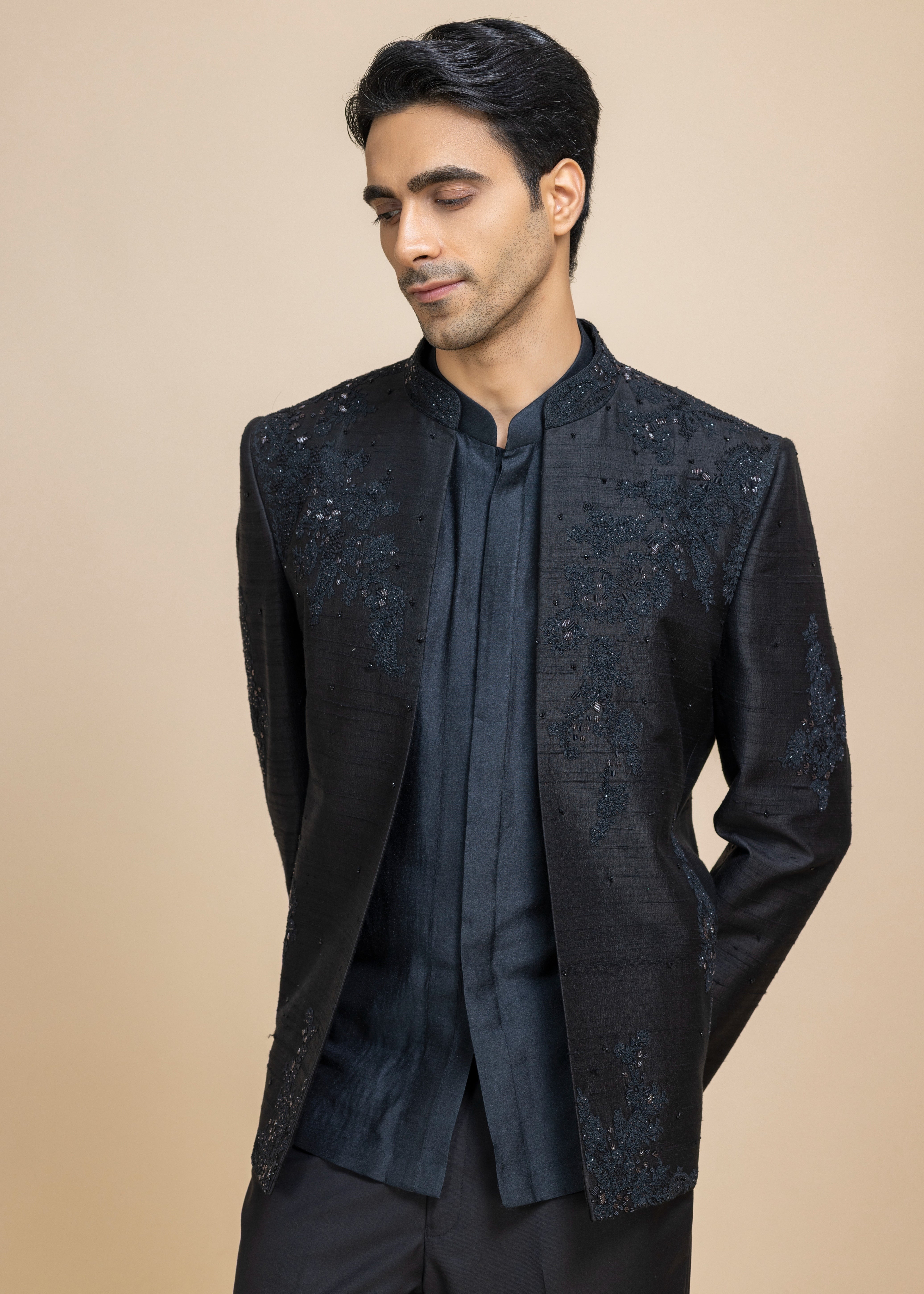 Siyahi Short Open Jacket & Kurta-pant Set
