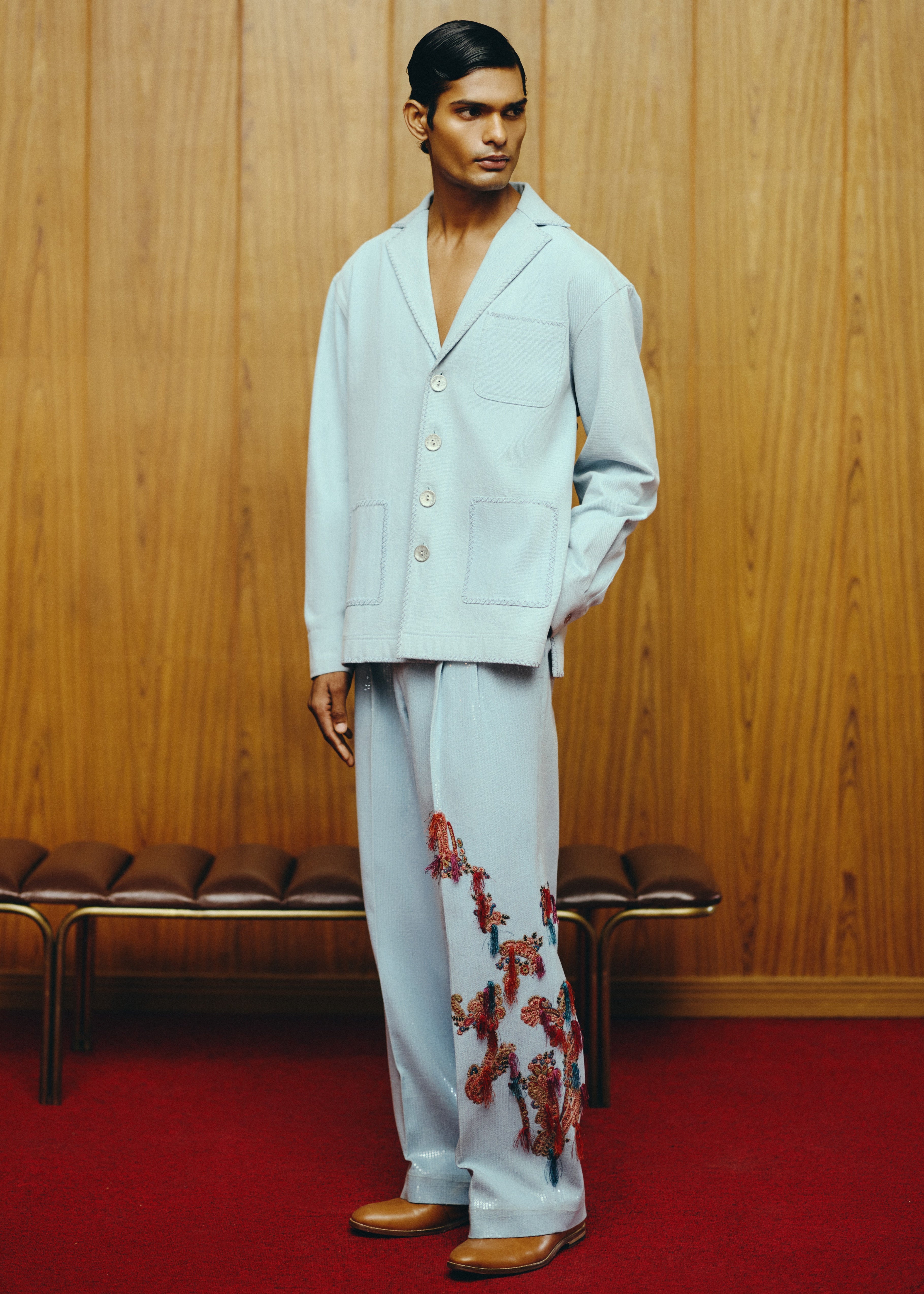 Azure Reverie Shacket And Pant Set