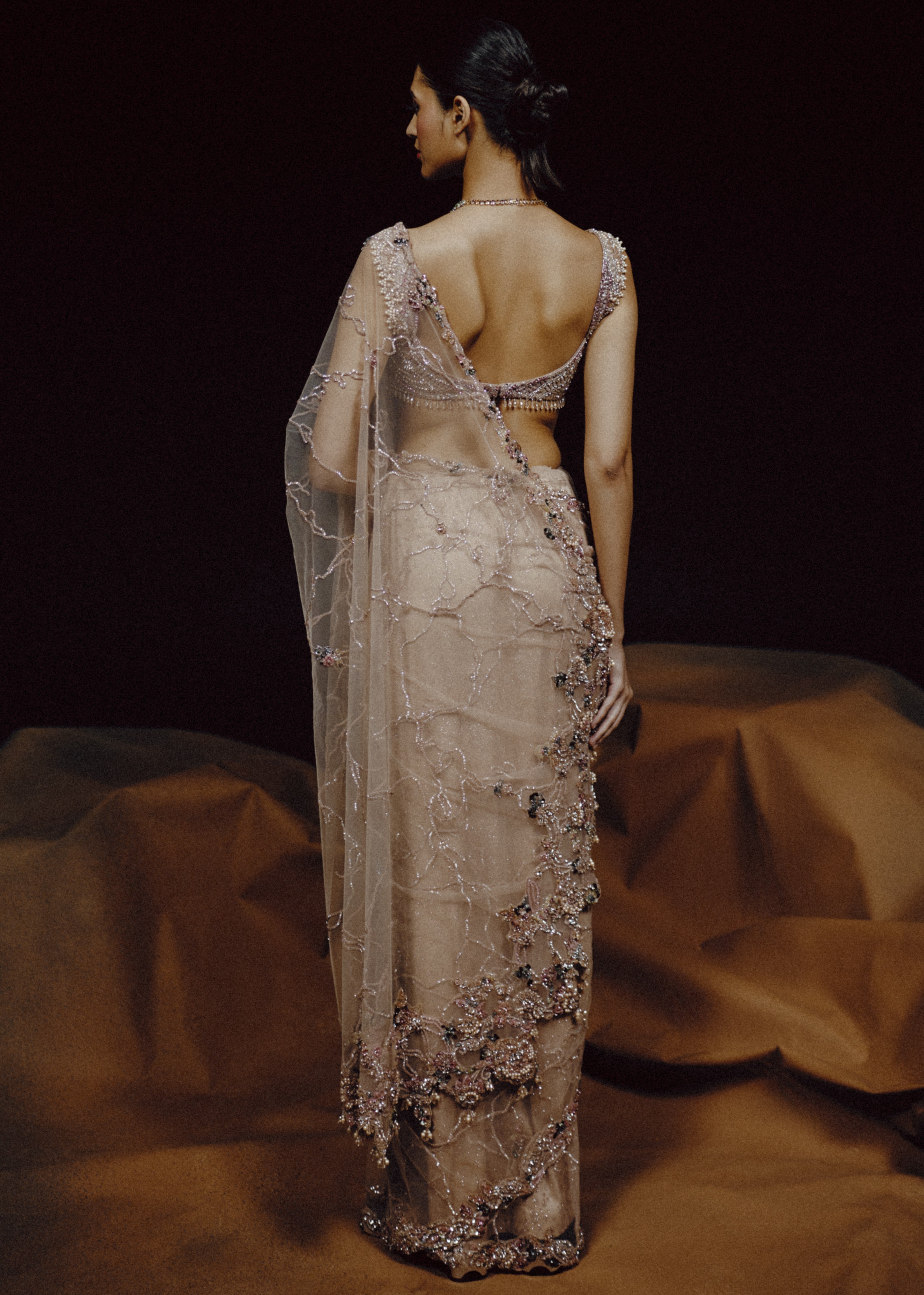 Aura Blush Crystal Sari