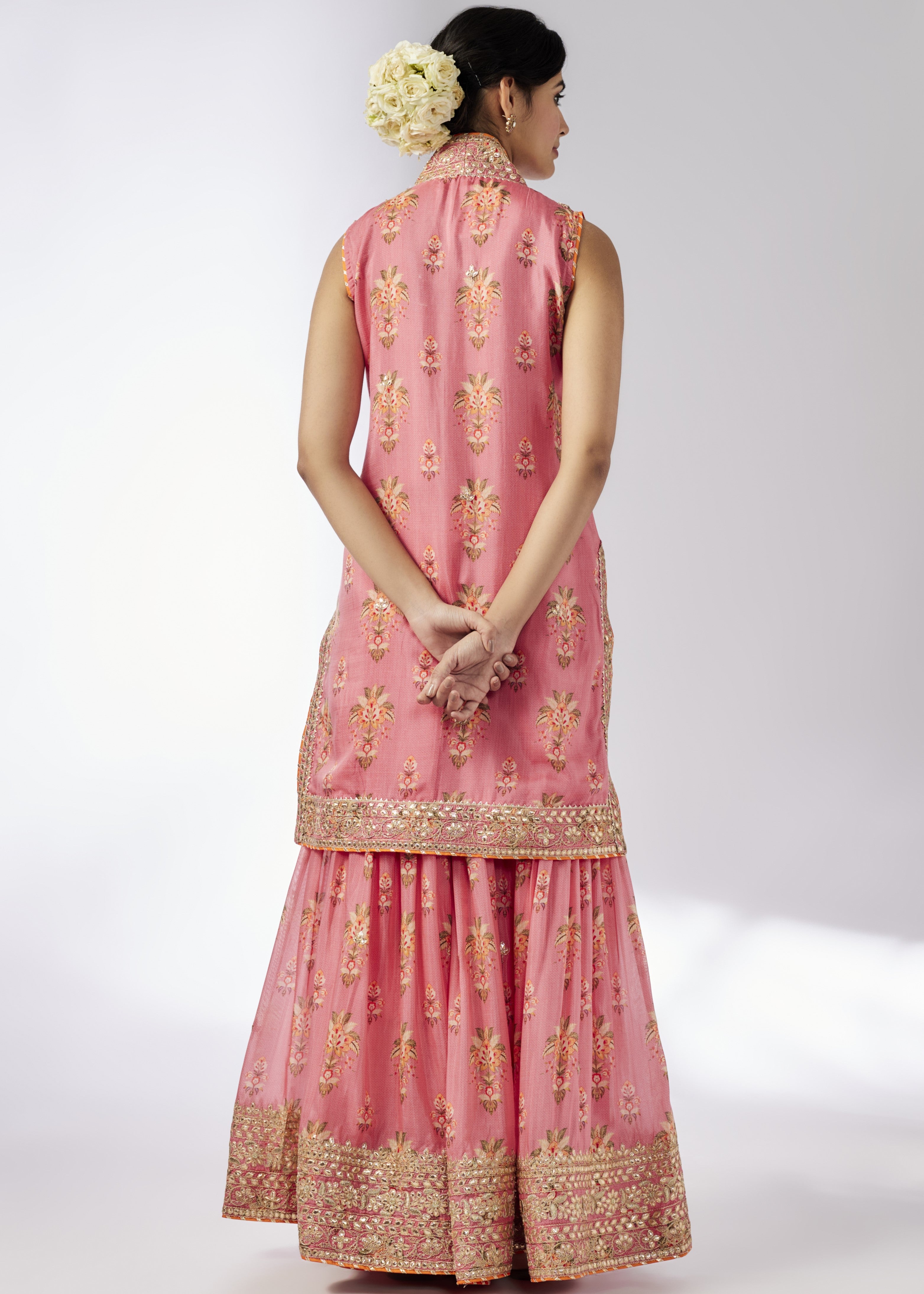 Pink Dhriti Sleeveless Sharara Set