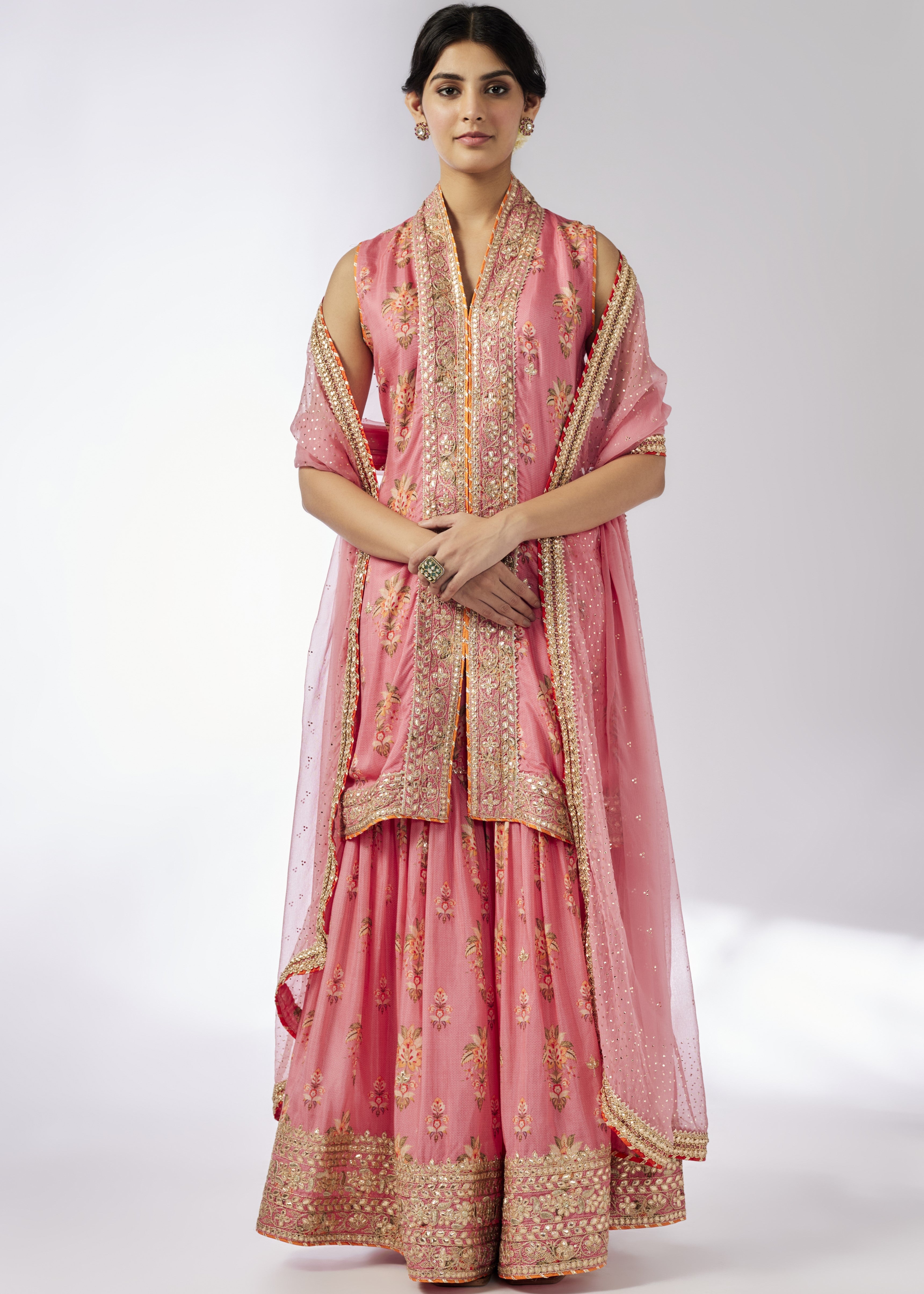 Pink Dhriti Sleeveless Sharara Set