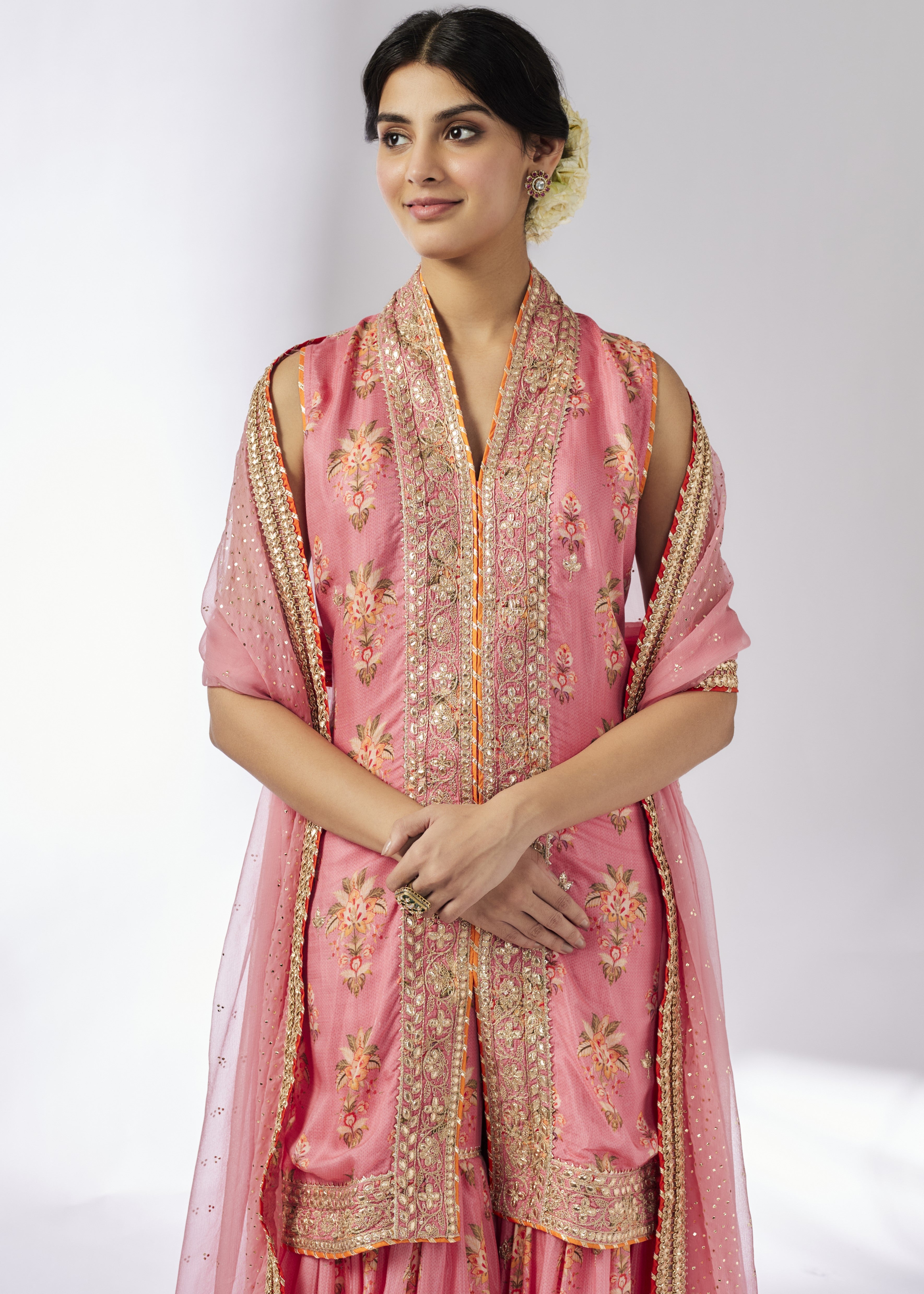 Pink Dhriti Sleeveless Sharara Set