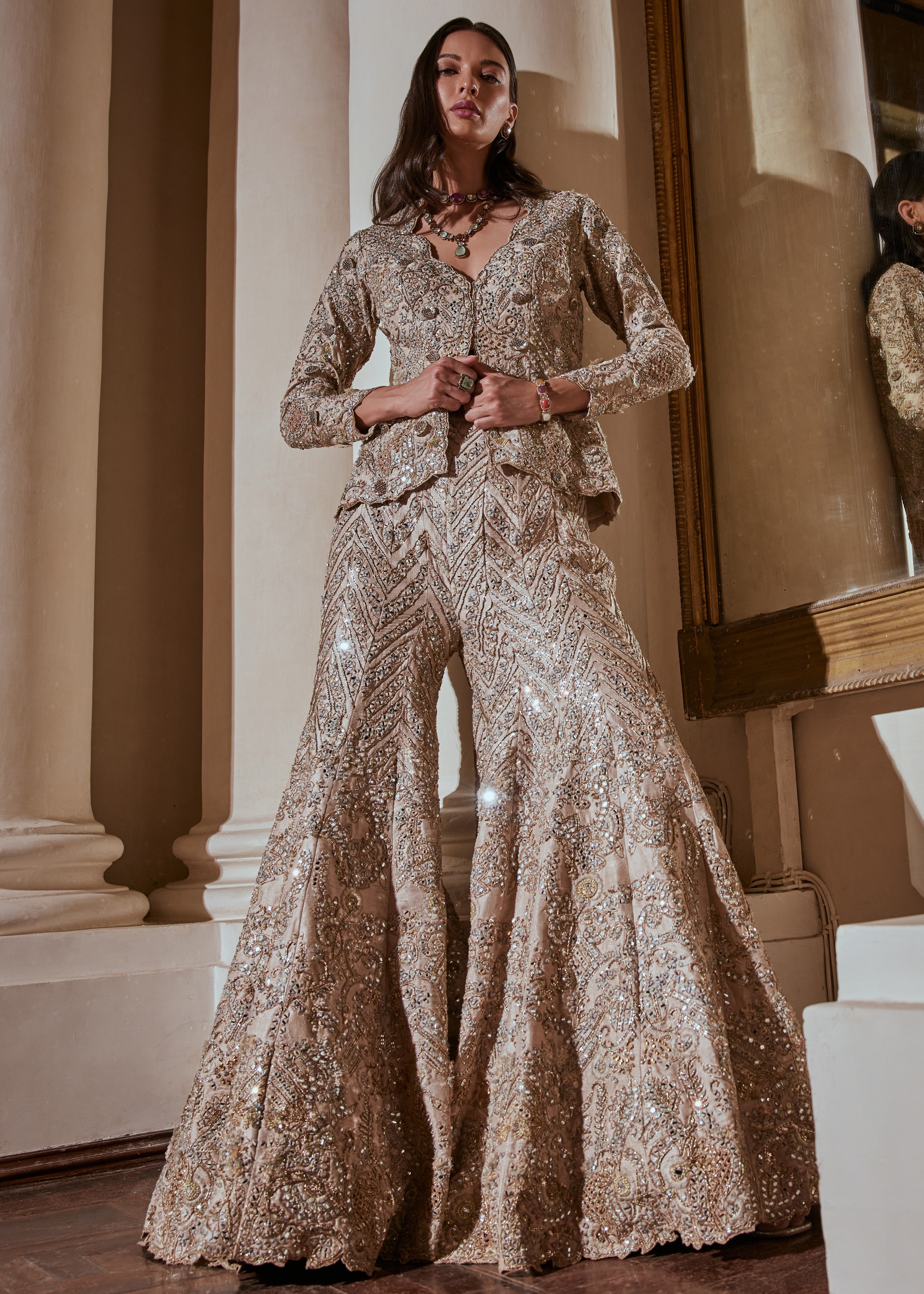 Grey Jacket and Sharara Set