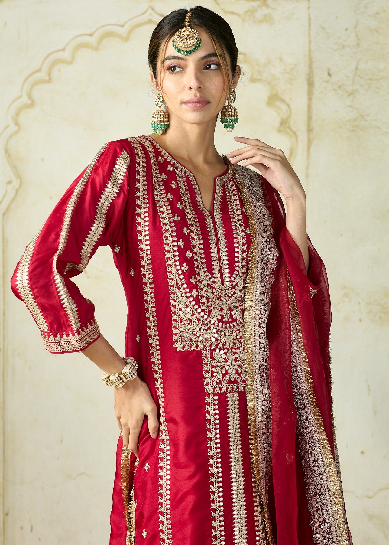 Red Lakshmi Kurta Set