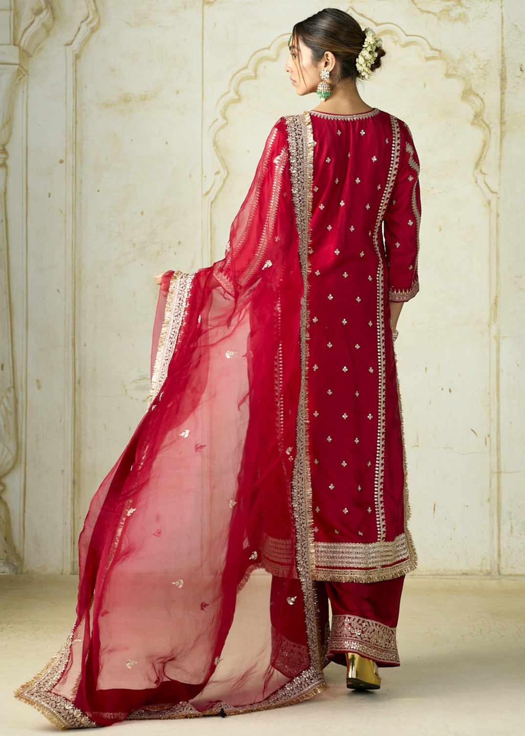 Red Lakshmi Kurta Set