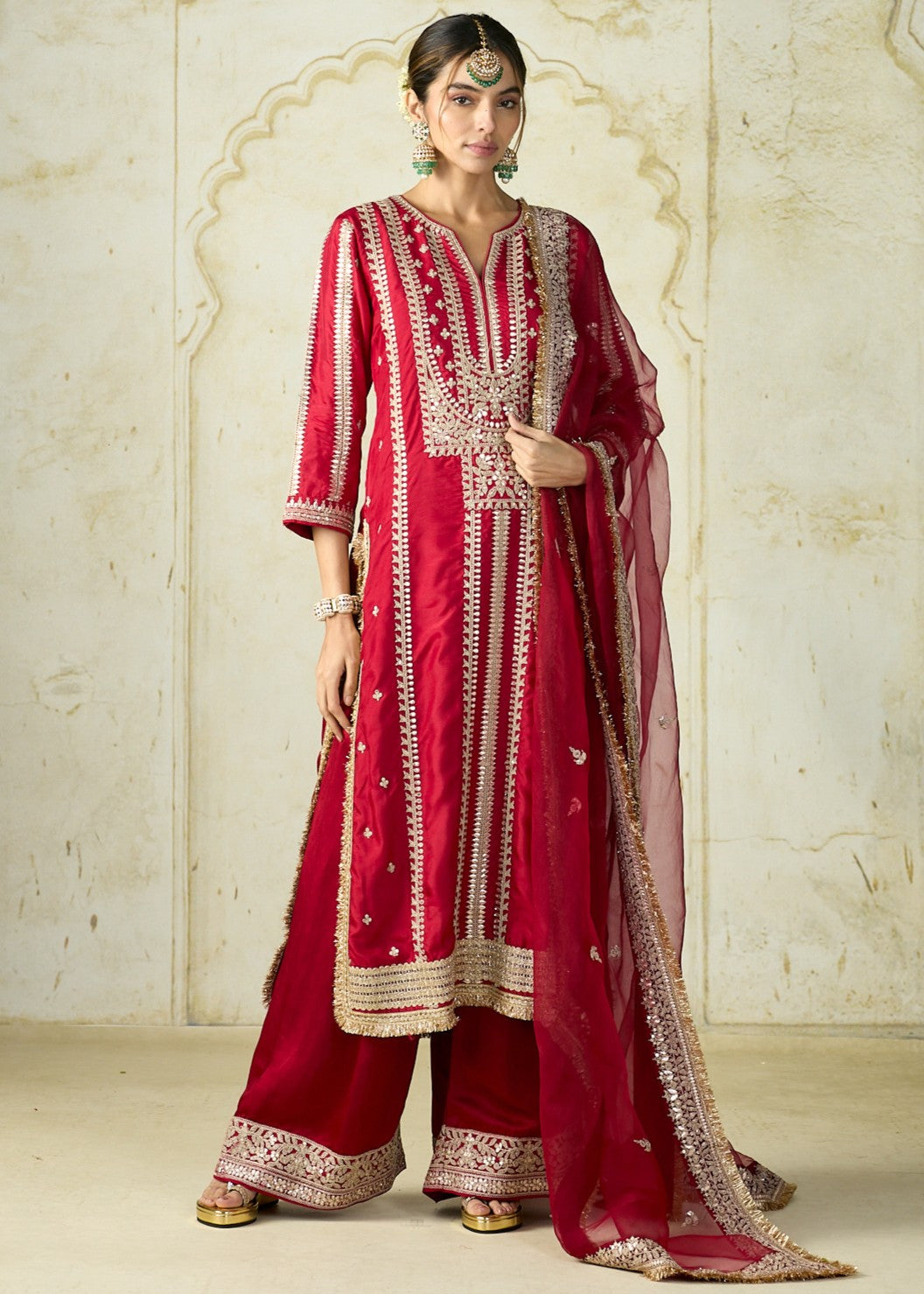 Red Lakshmi Kurta Set