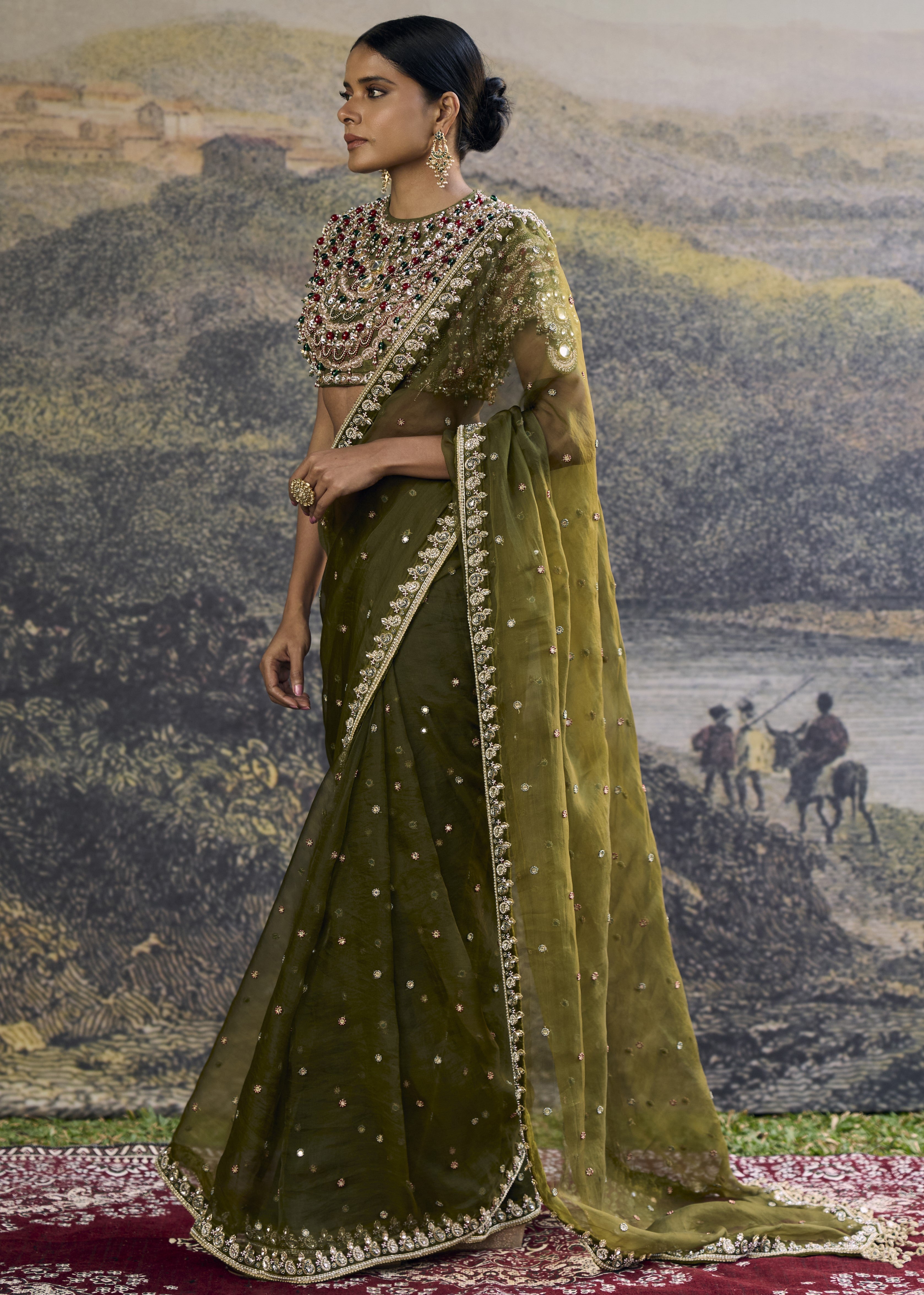 Zoya Jewel Organza Sari Set