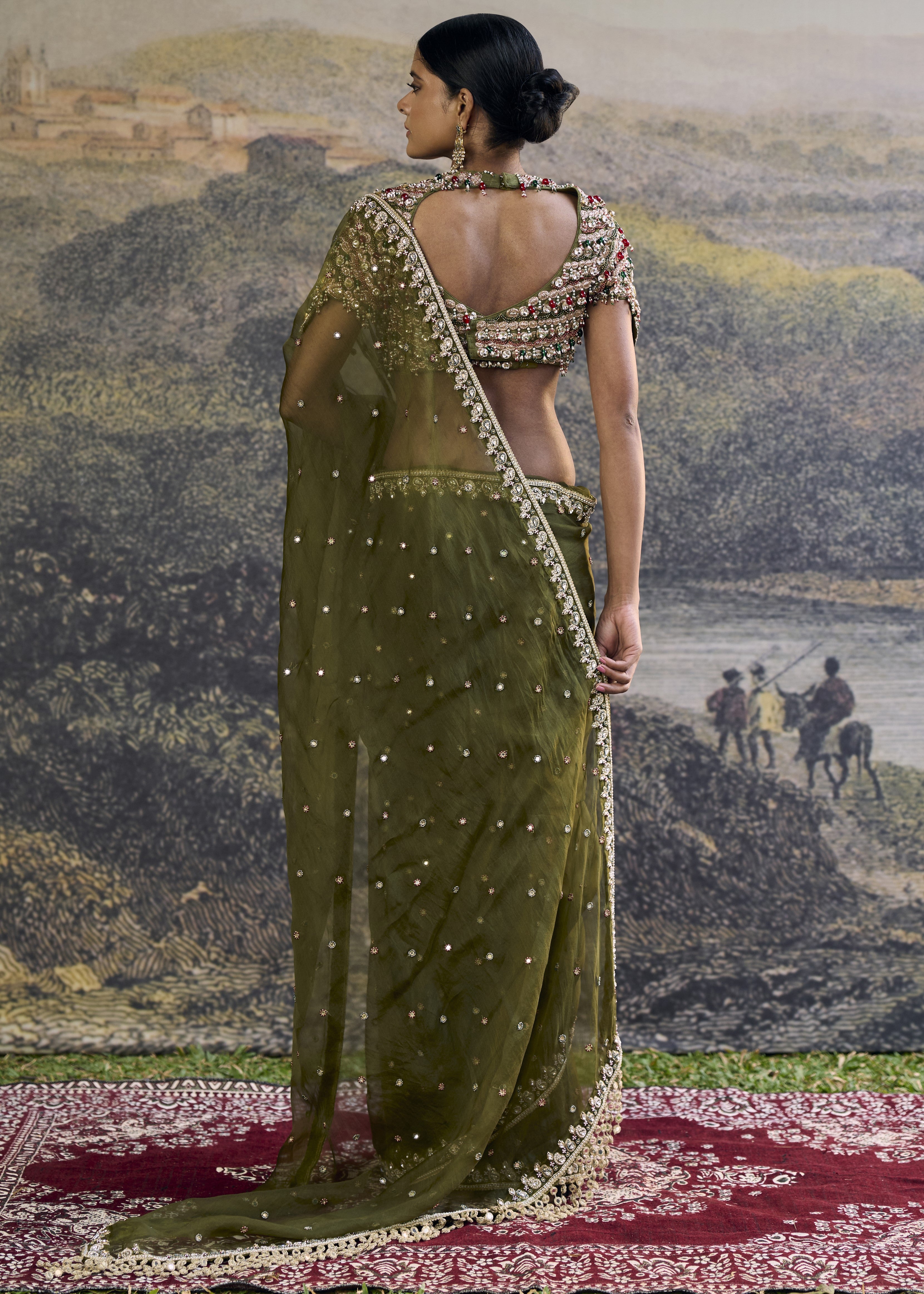 Zoya Jewel Organza Sari Set
