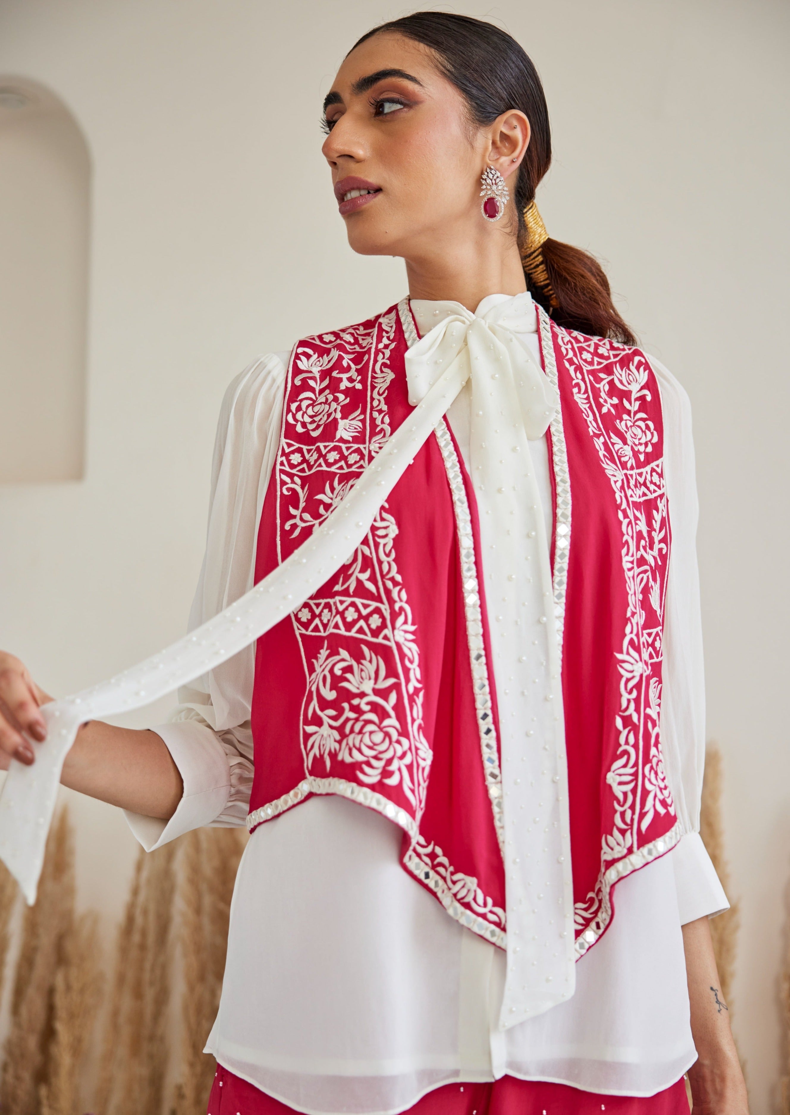 Parsi Gaara Asymmetrical Sleeveless Jacket