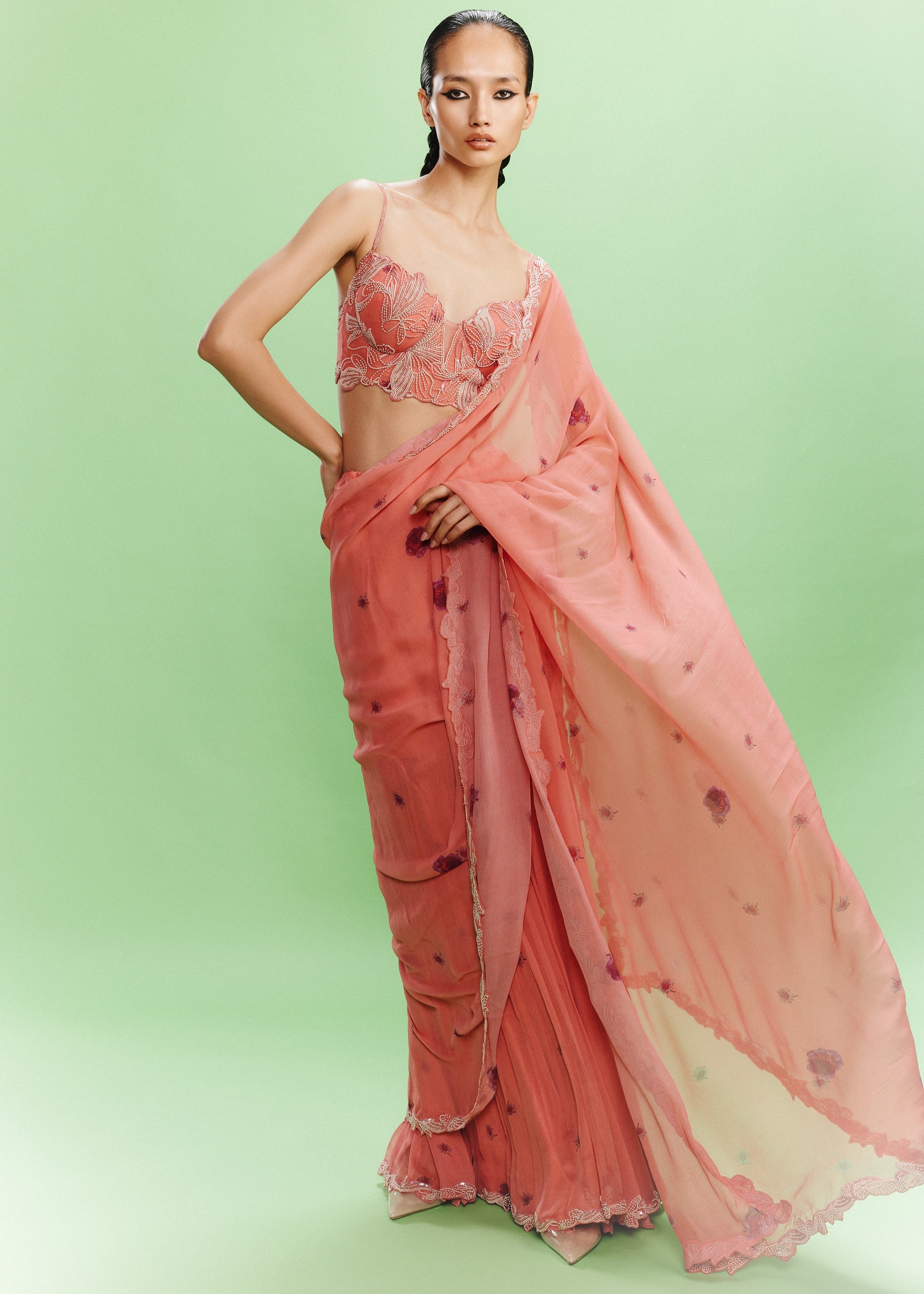 Liana Chiffon Floral Sari