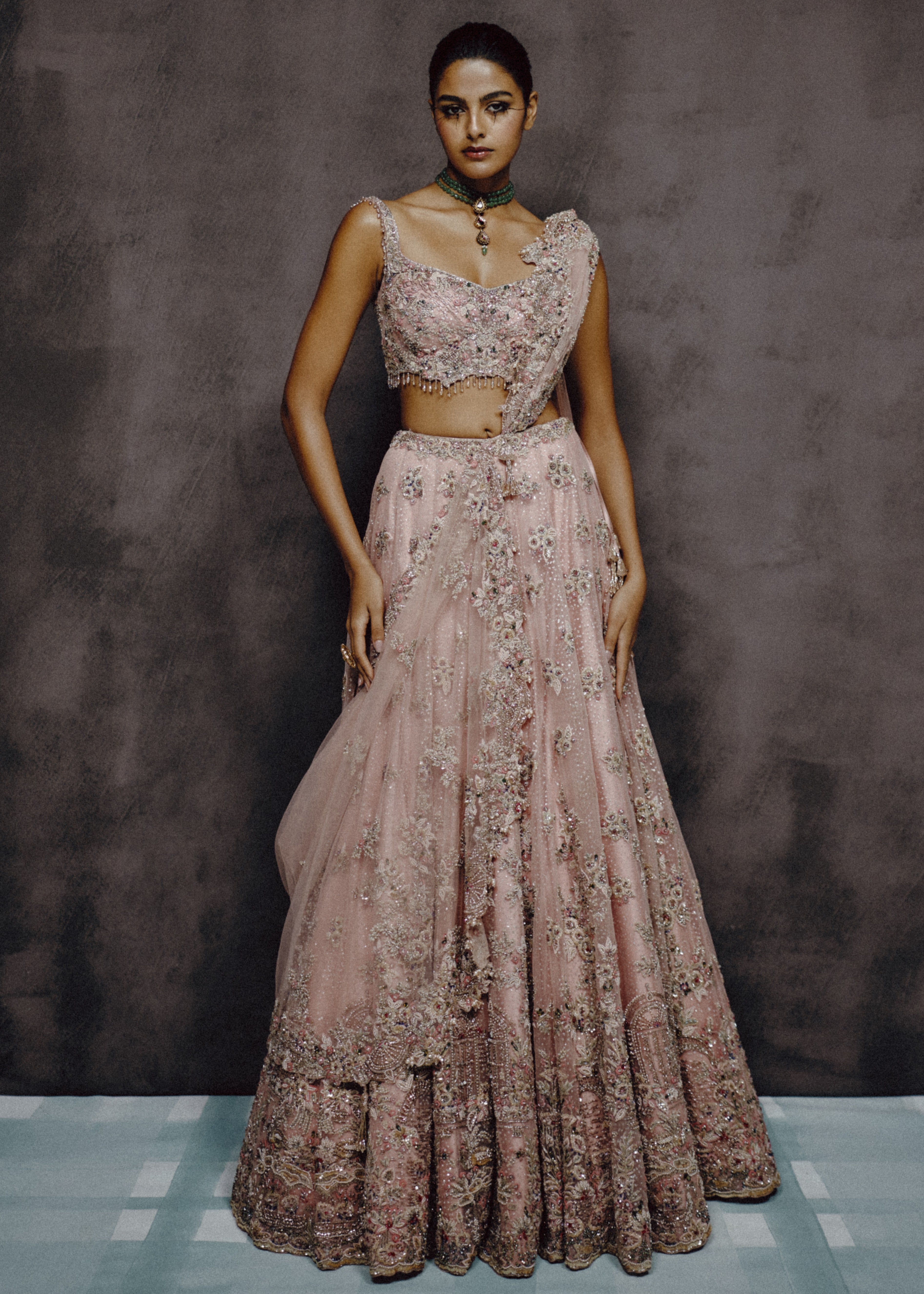 Petalia Dusty Rose Embellished Lehenga