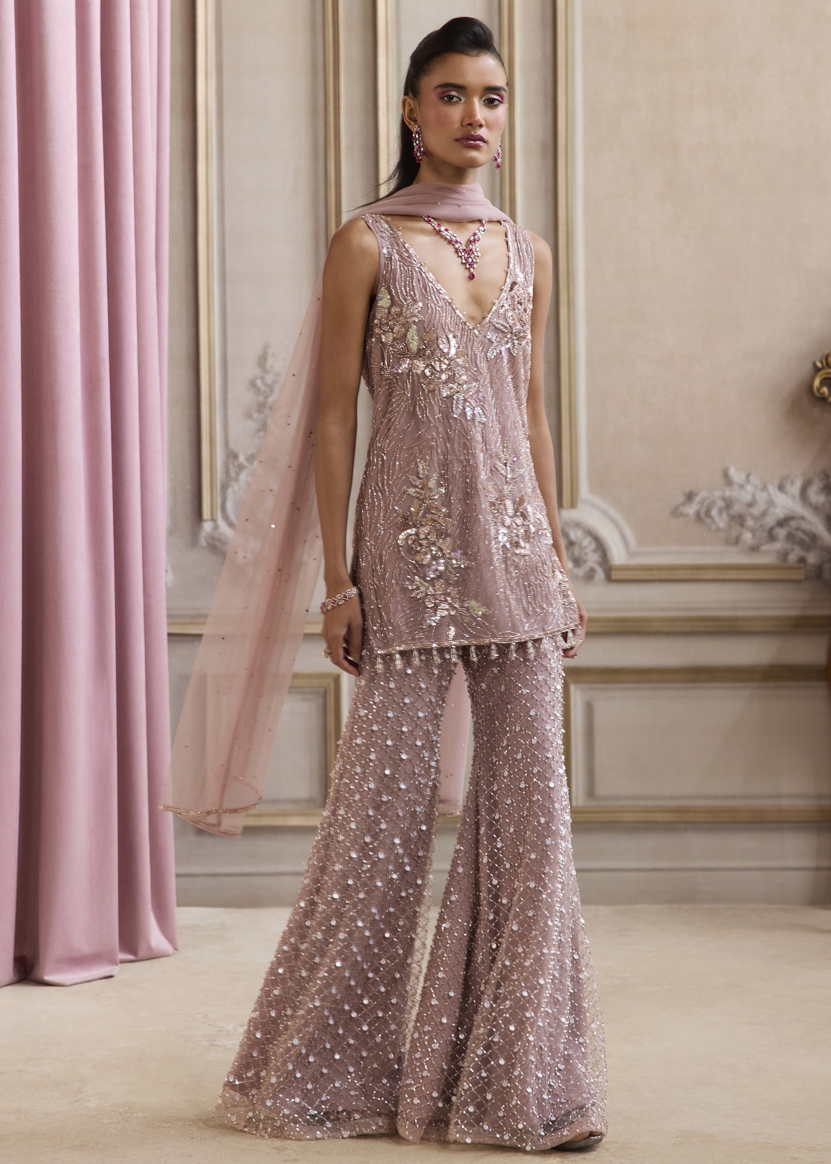 Champagne Rose Kurta And Pants Set