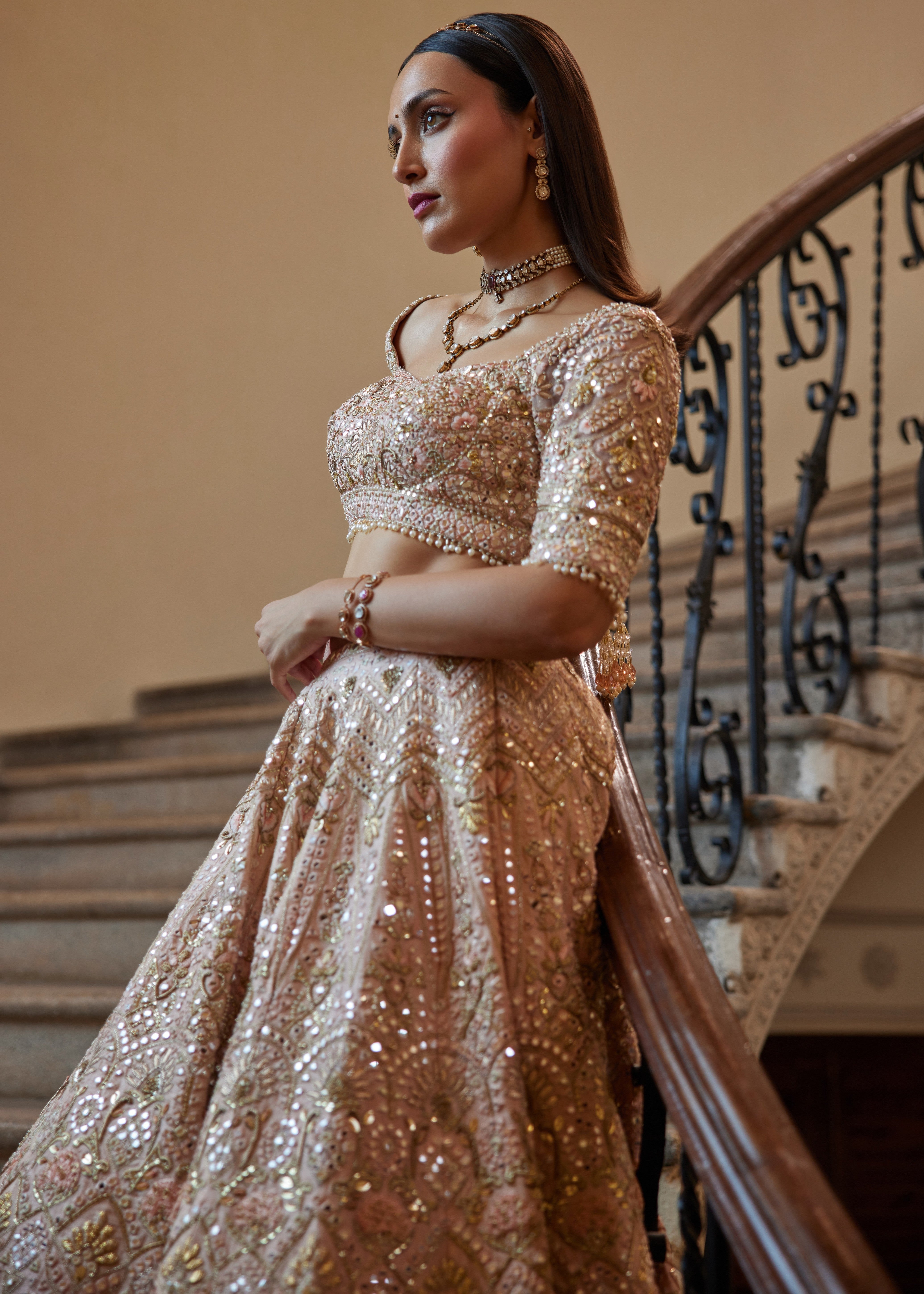 Peach Mirror Lehenga