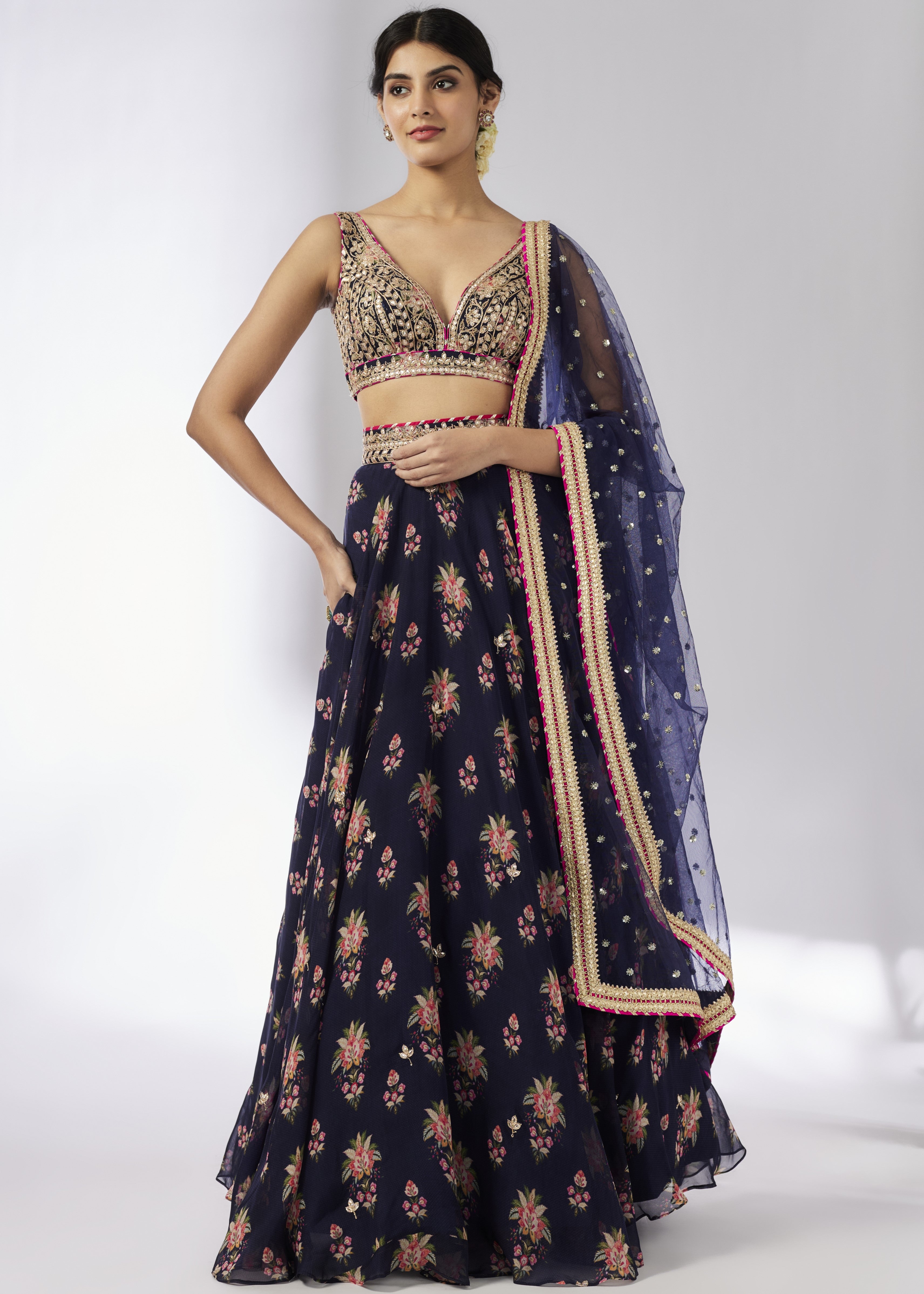 Navy Esha Lehenga Set