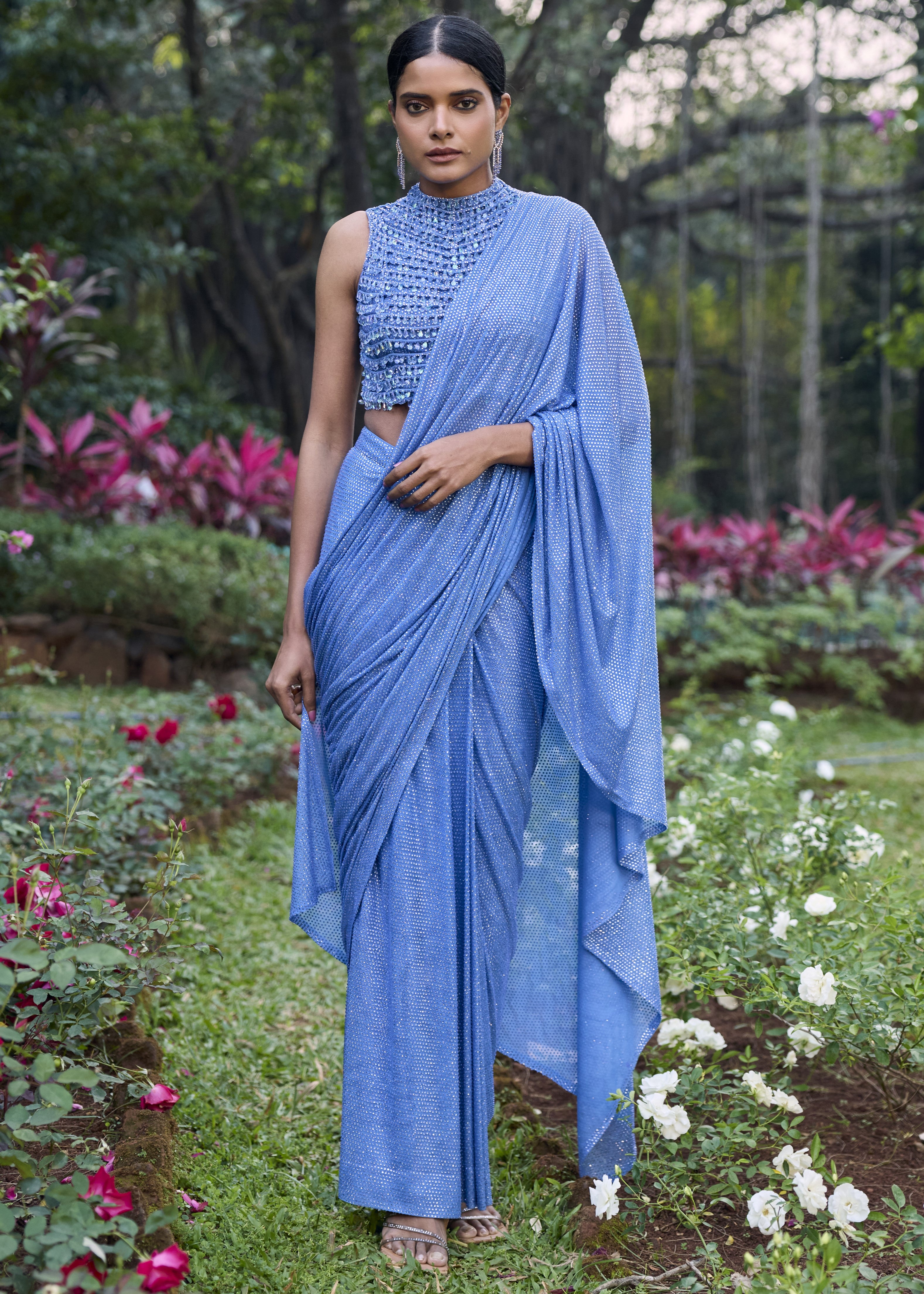 Neel Tara Crystal Sari Set