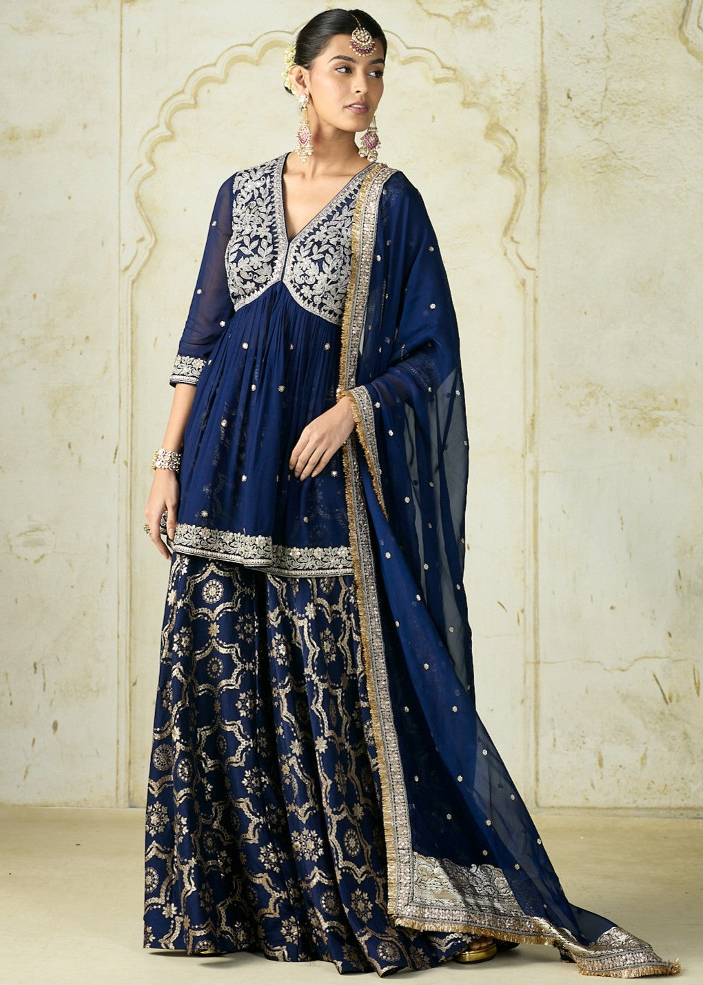 Navy Rida Sharara Set
