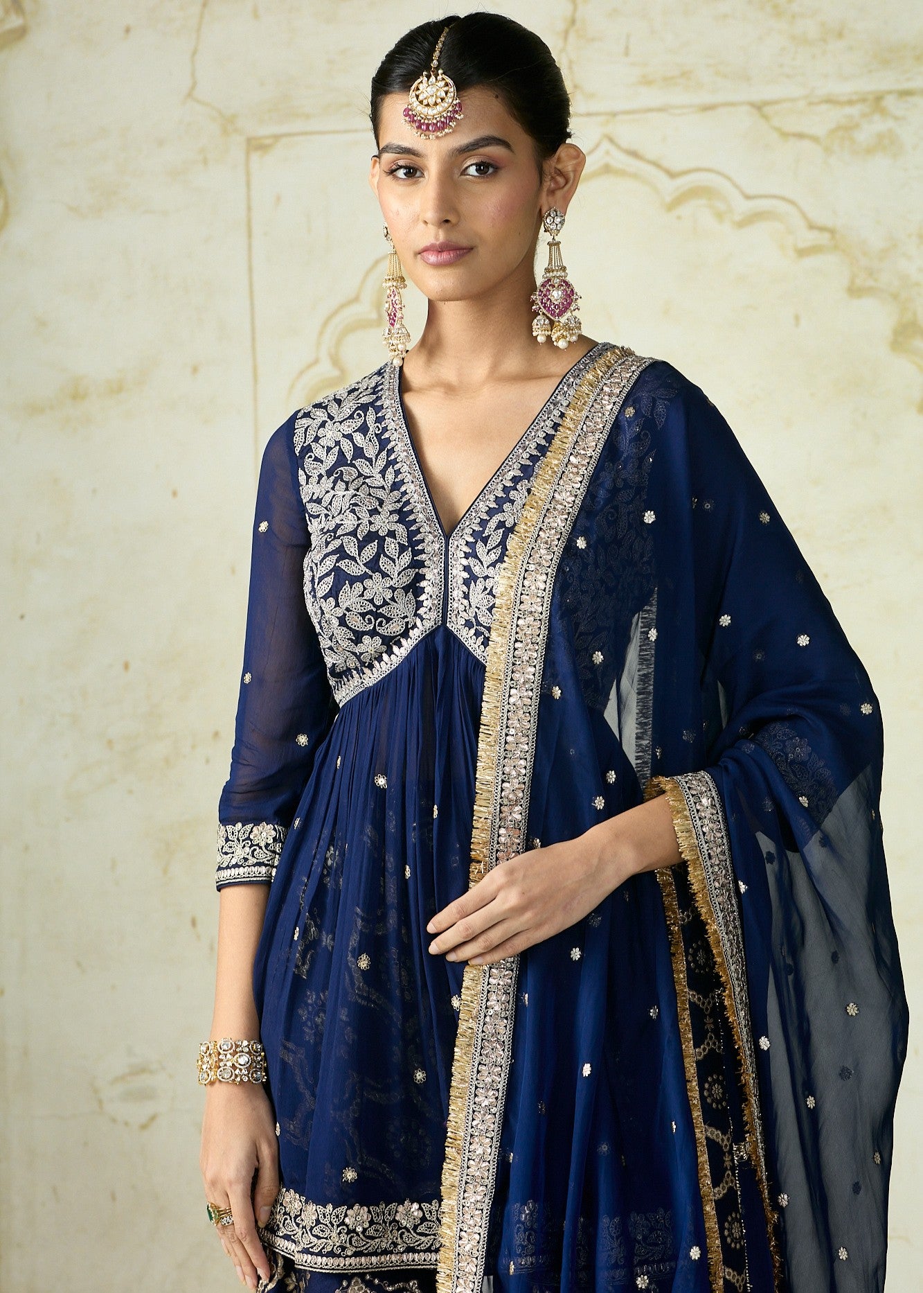 Navy Rida Sharara Set