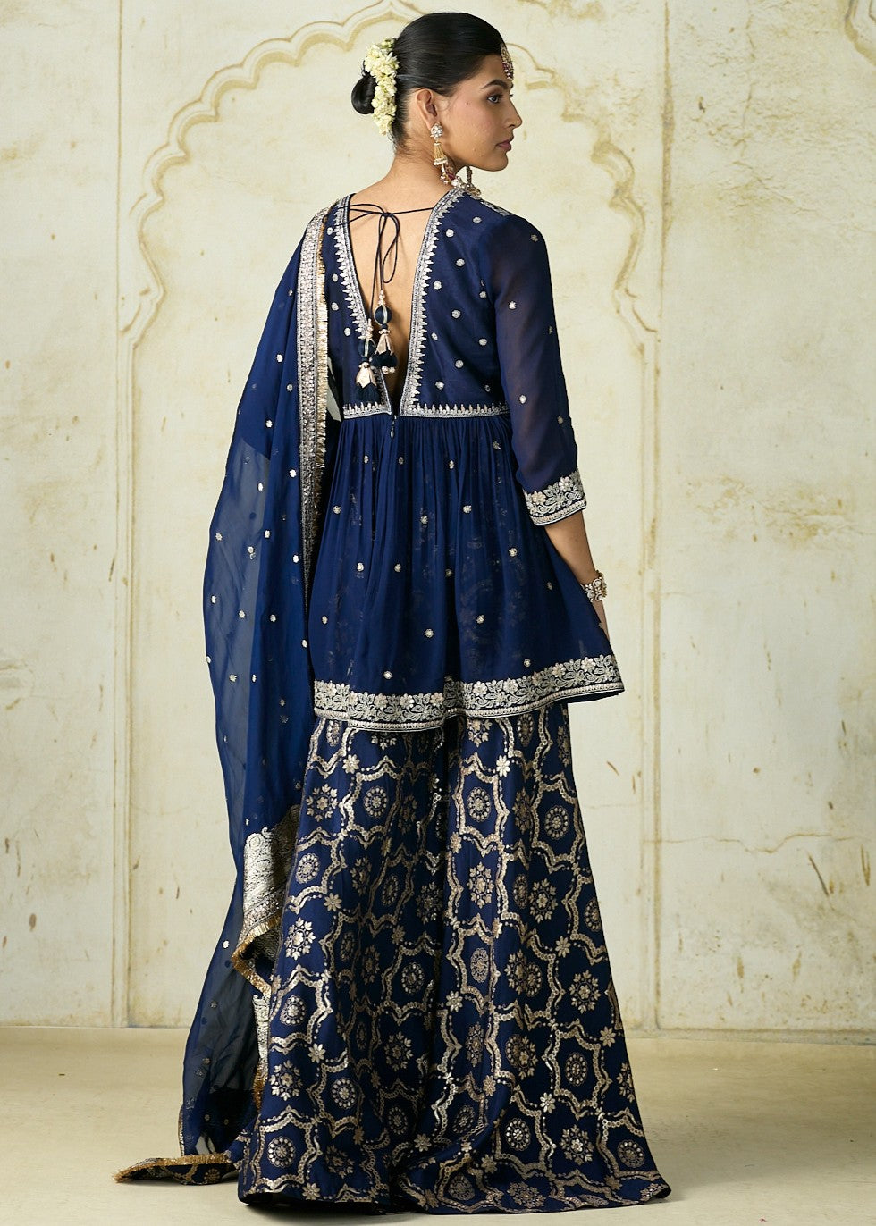 Navy Rida Sharara Set