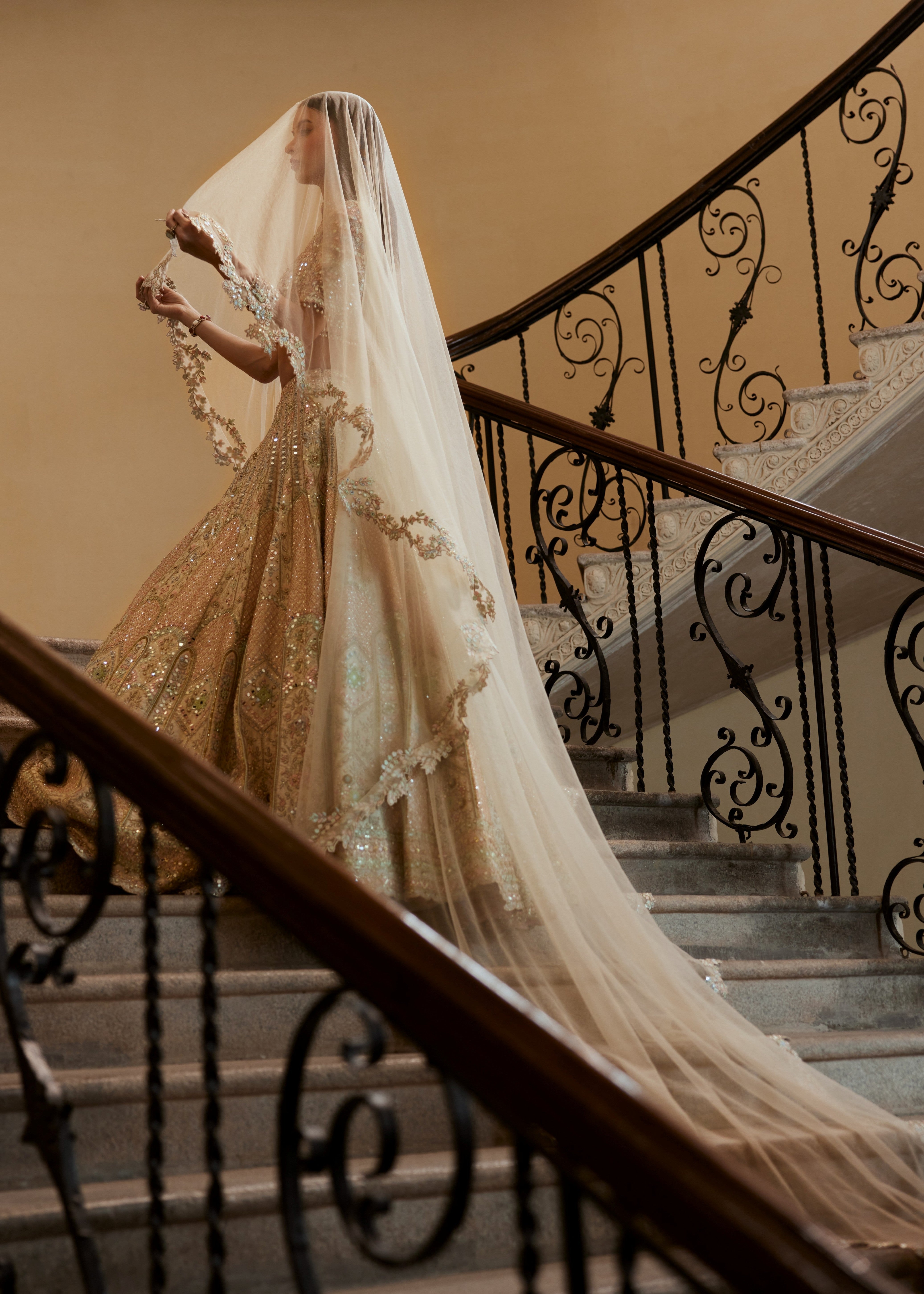 Ivory Lehenga with Multi-Colored Embroidery