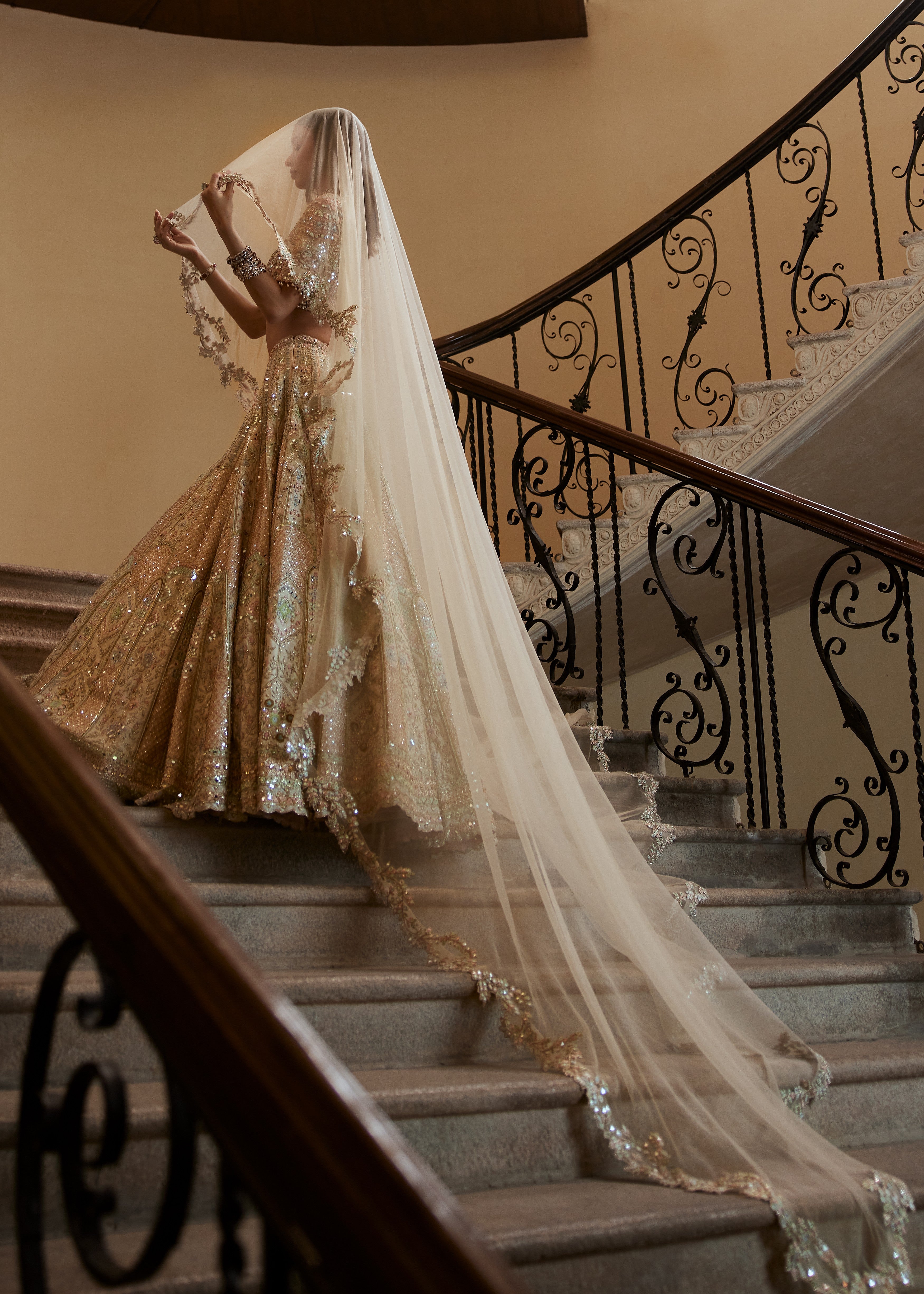 Ivory Lehenga with Multi-Colored Embroidery