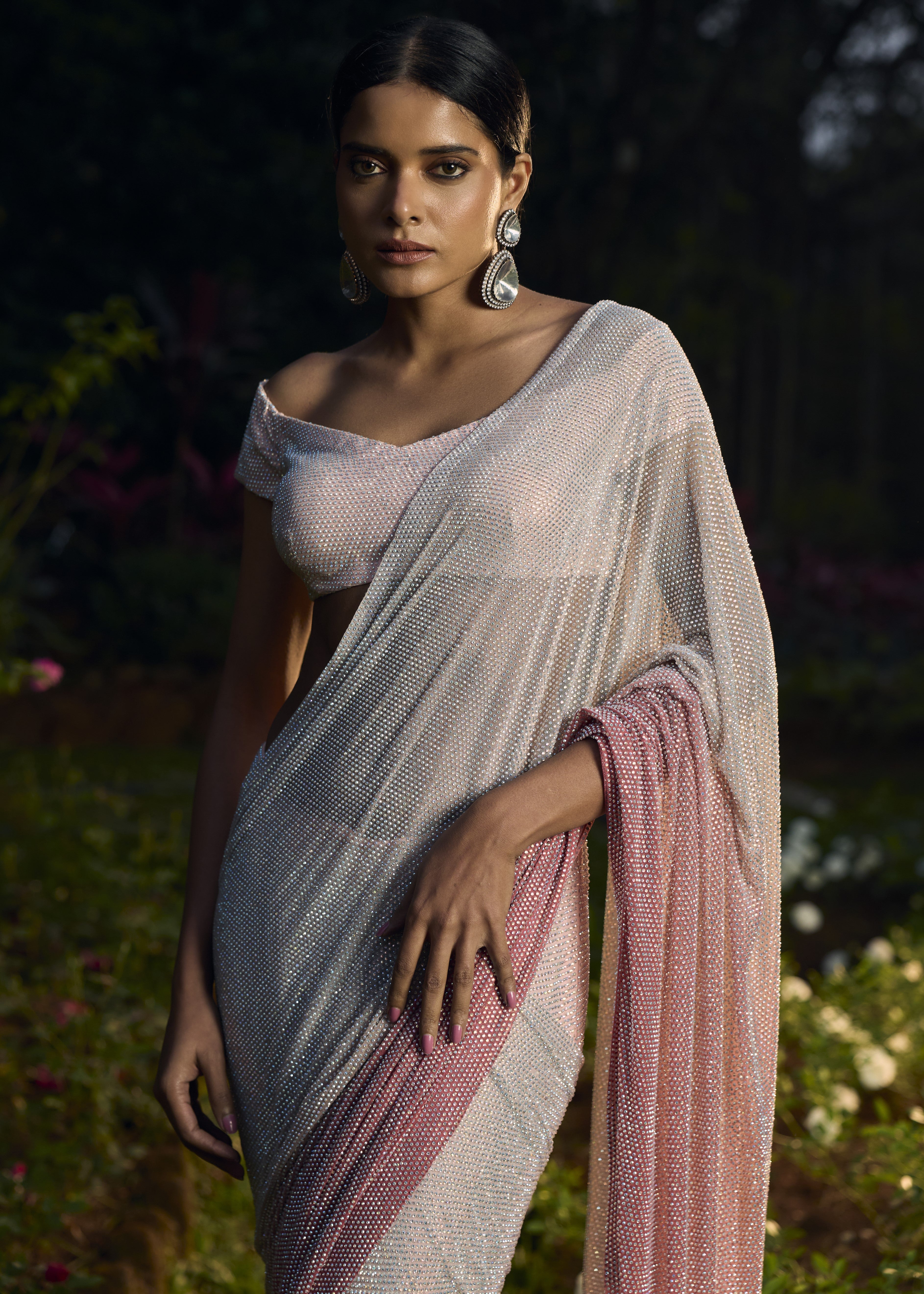 Gulrangi Crystal Sari Set