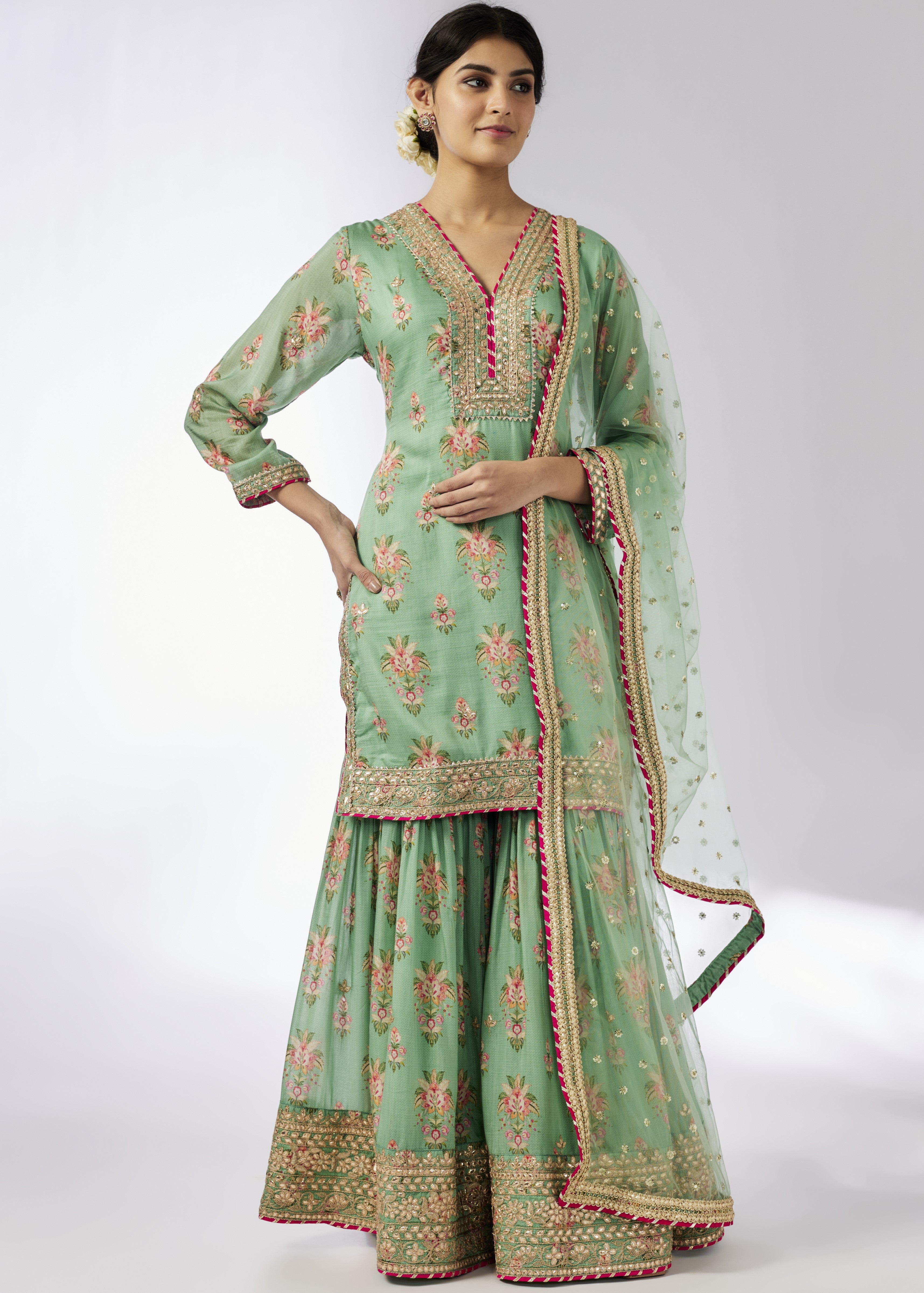 Mint Sadhna Sharara Set