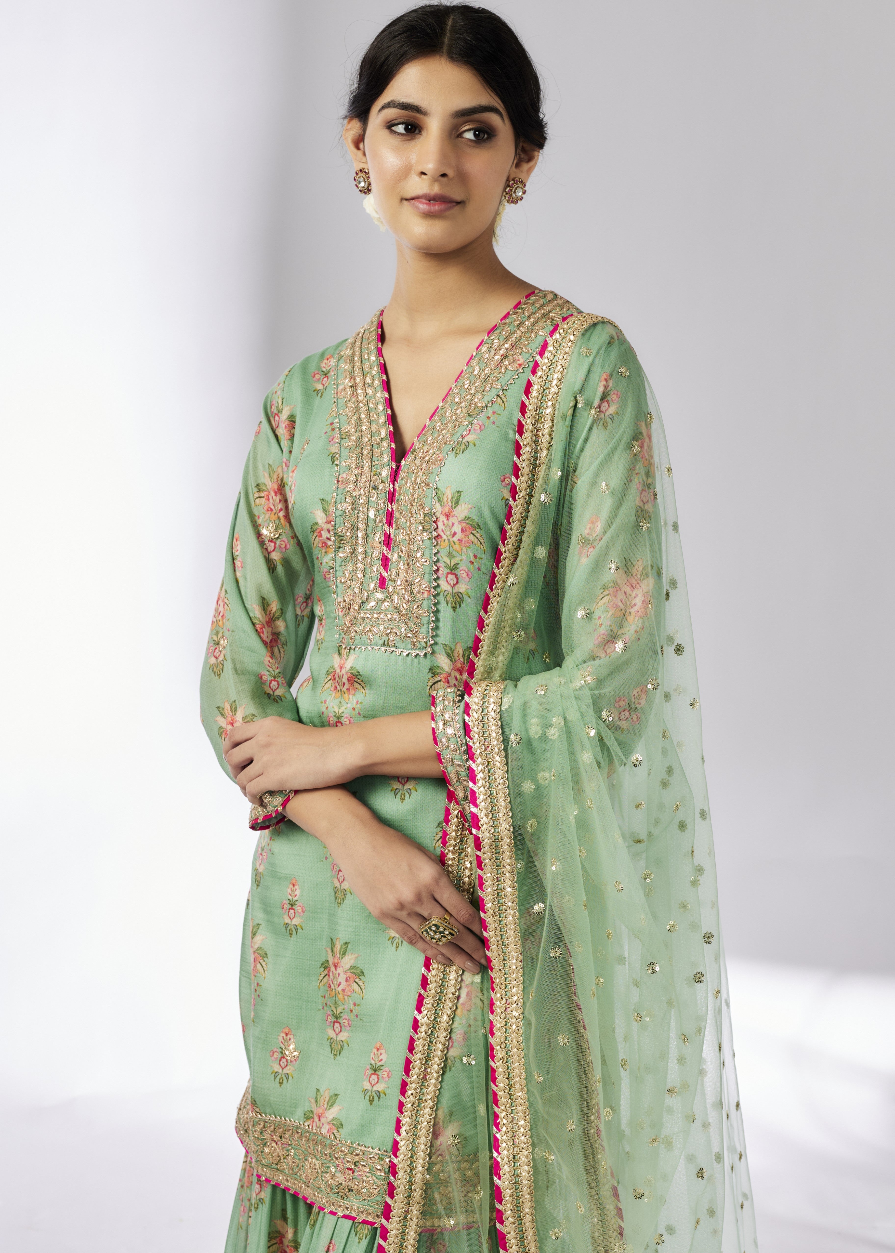 Mint Sadhna Sharara Set