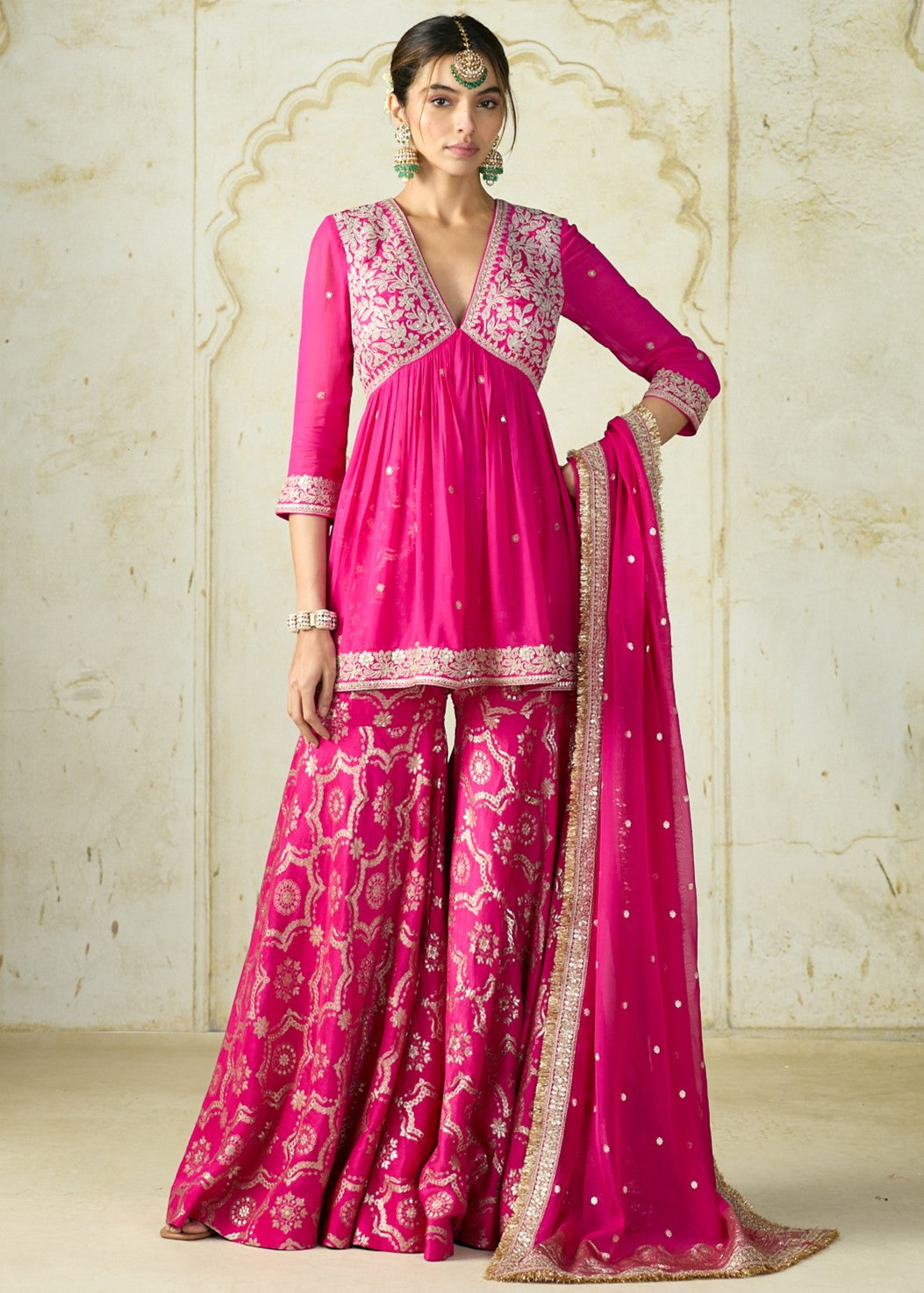 Rani Pink Rida Sharara Set