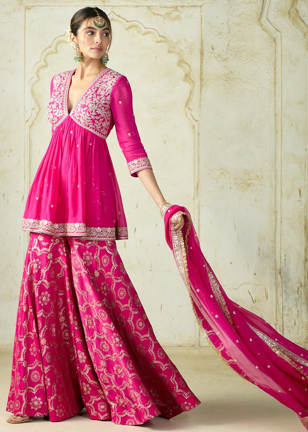 Rani Pink Rida Sharara Set