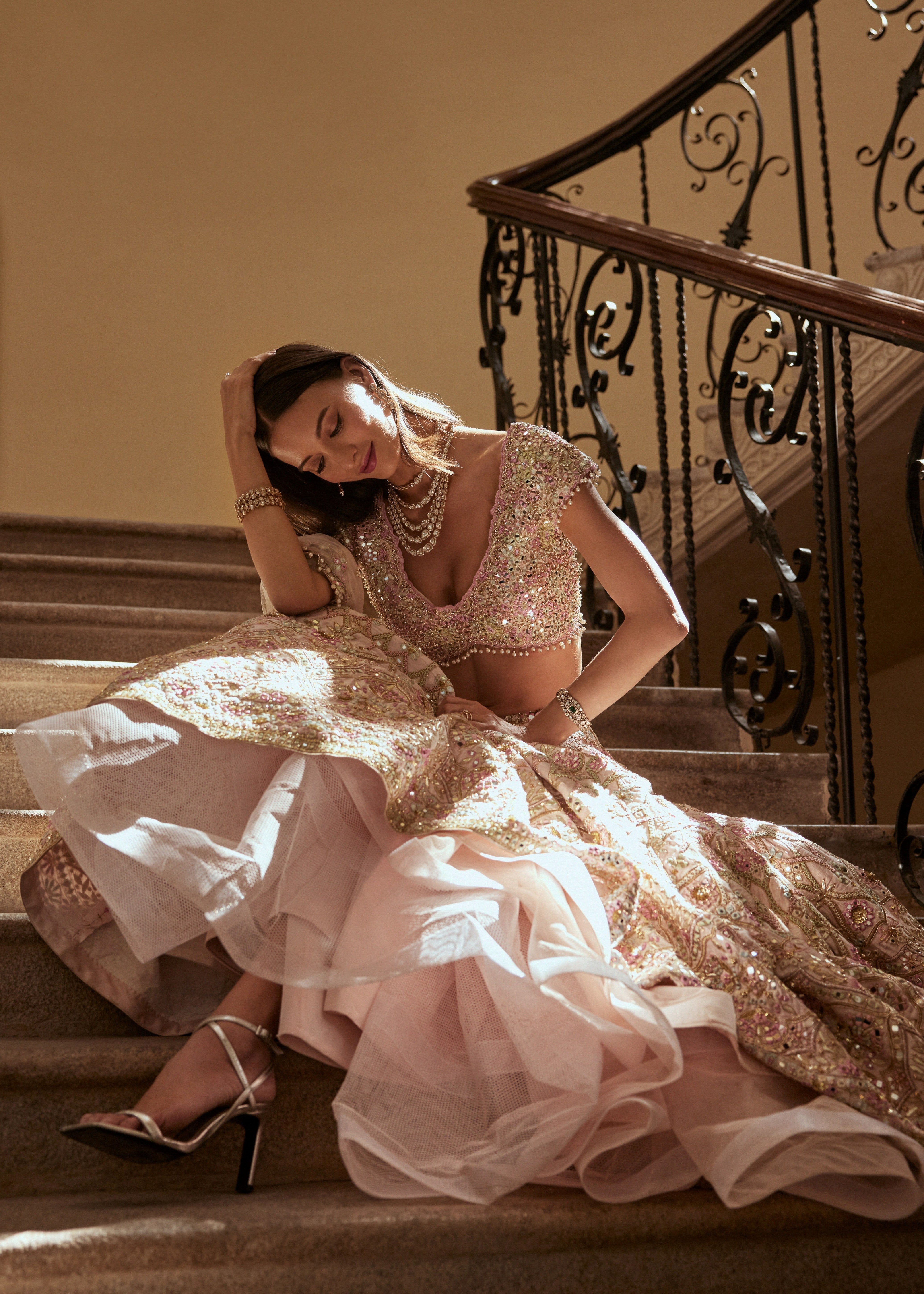 Ice Pink Mirror Lehenga Set