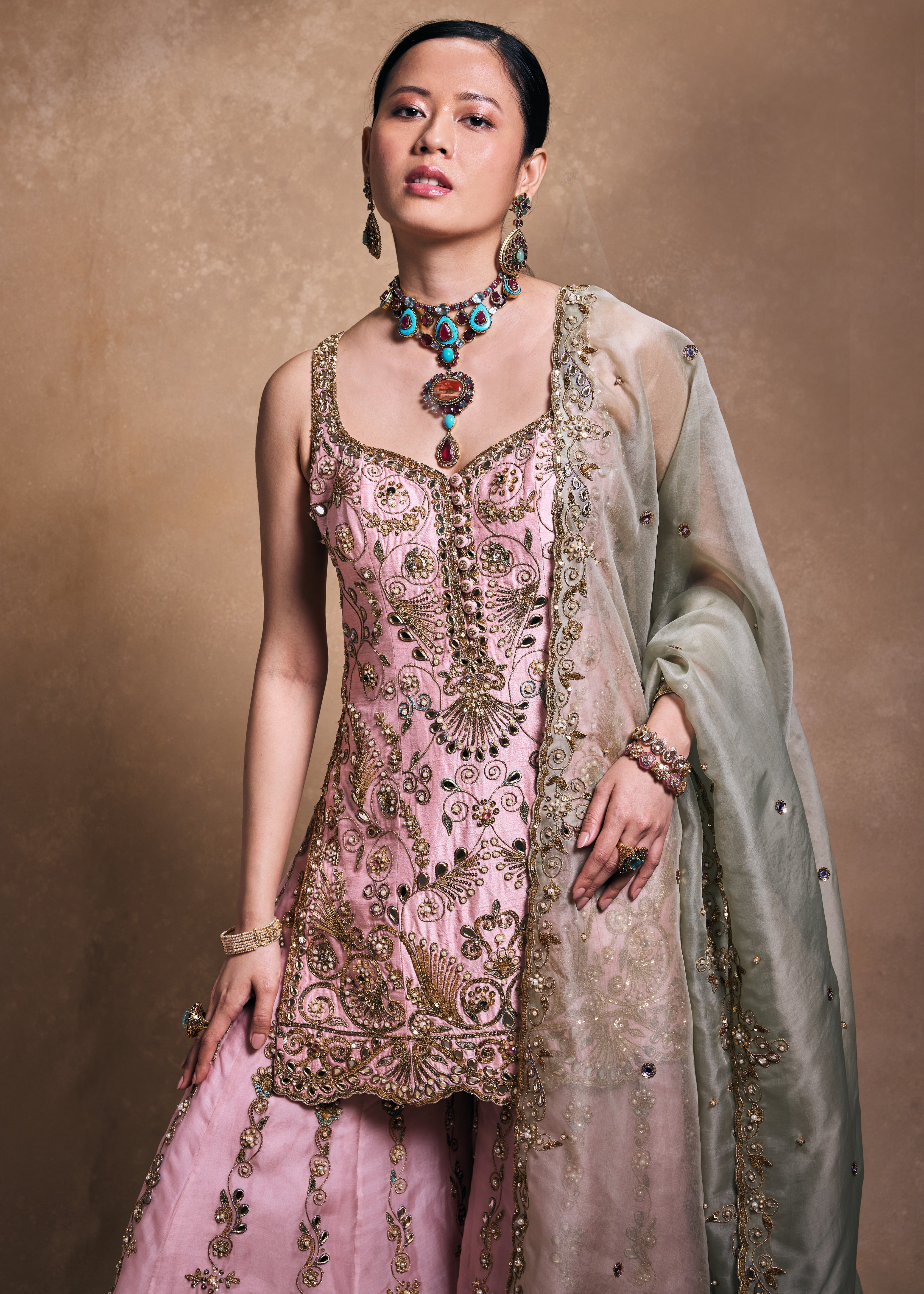 Blush And Sage Sharara Set