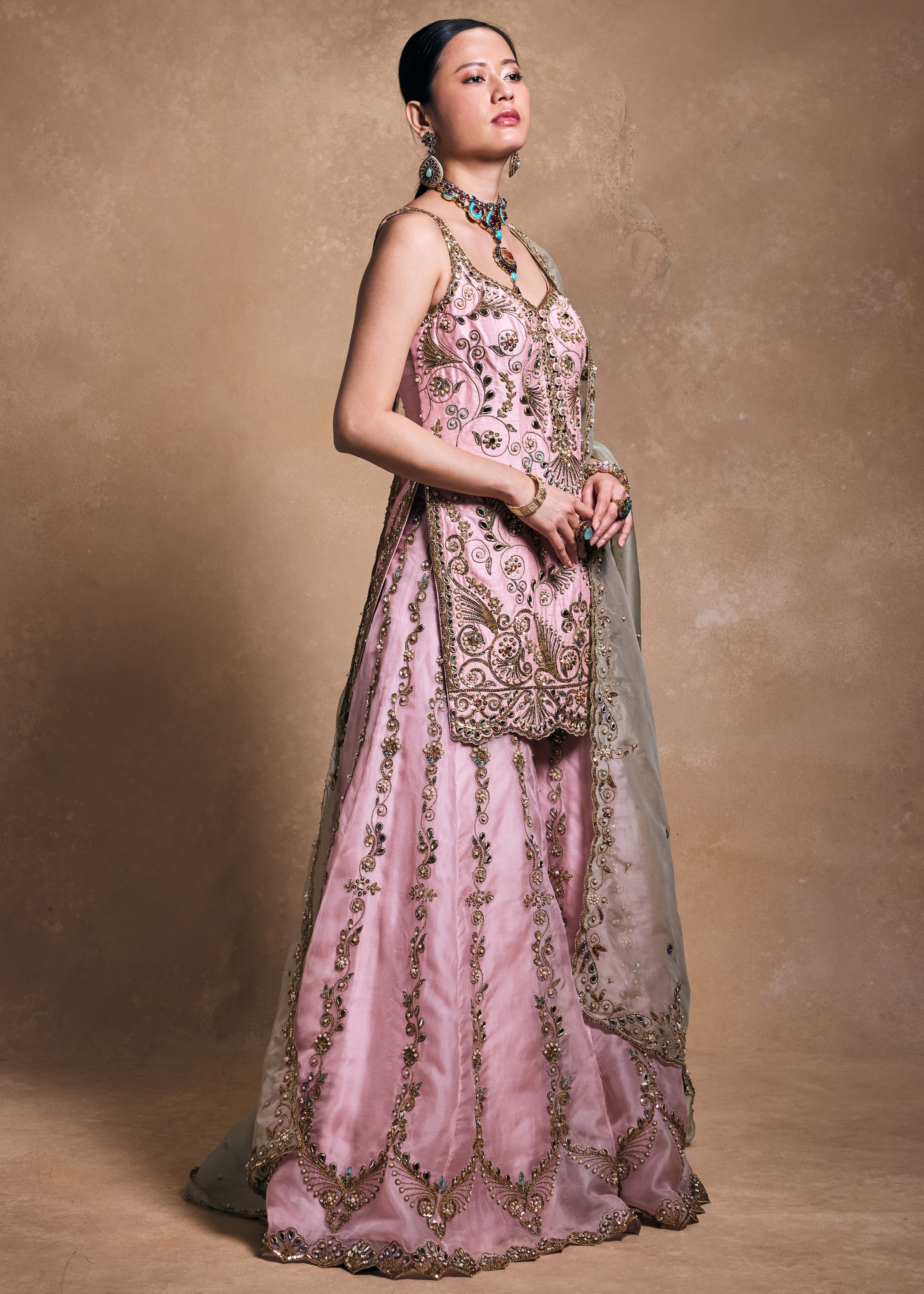 Blush And Sage Sharara Set