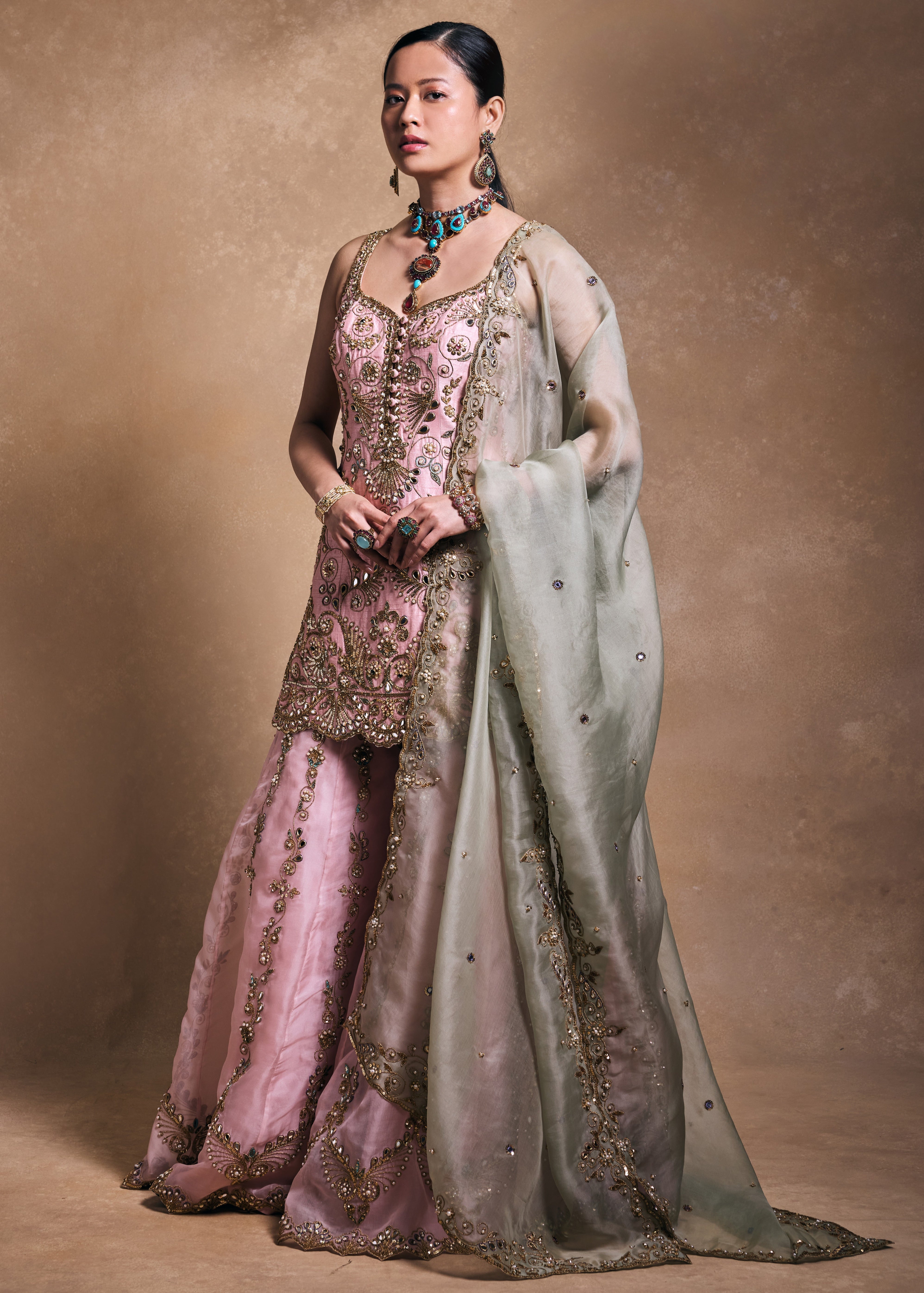 Blush And Sage Sharara Set