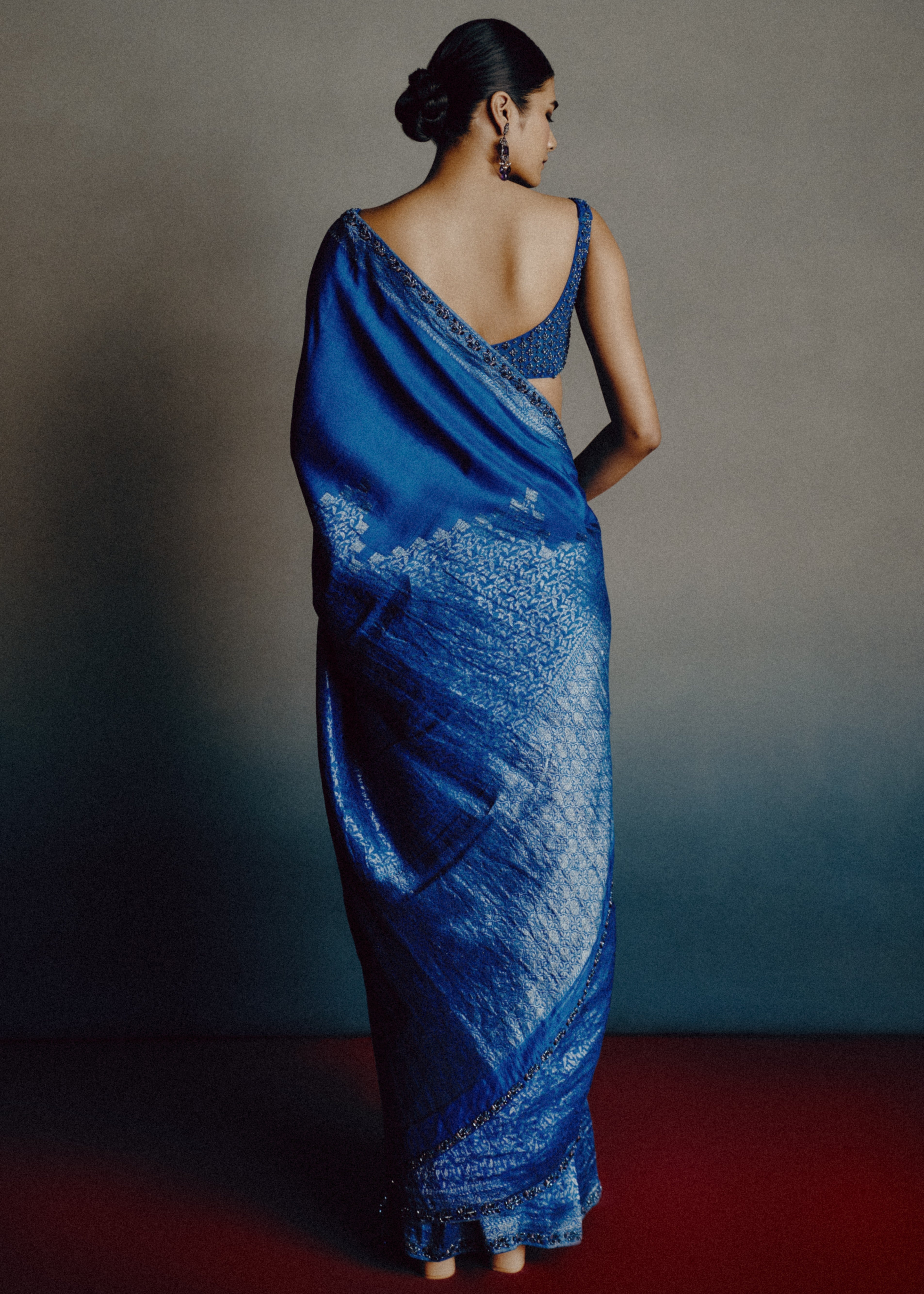 Azure-Teal Heritage Sari