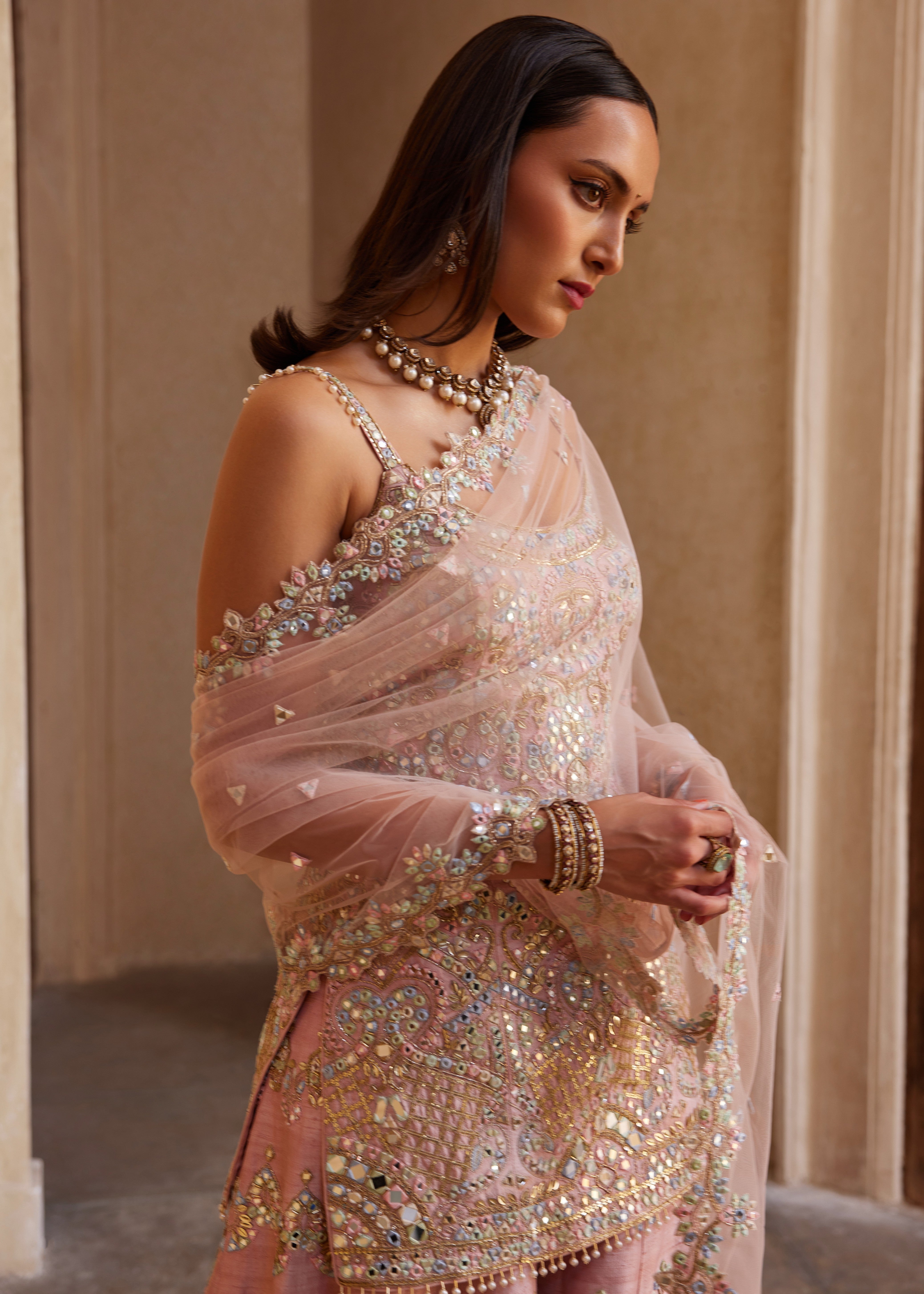 Rose Pink Strappy Sharara