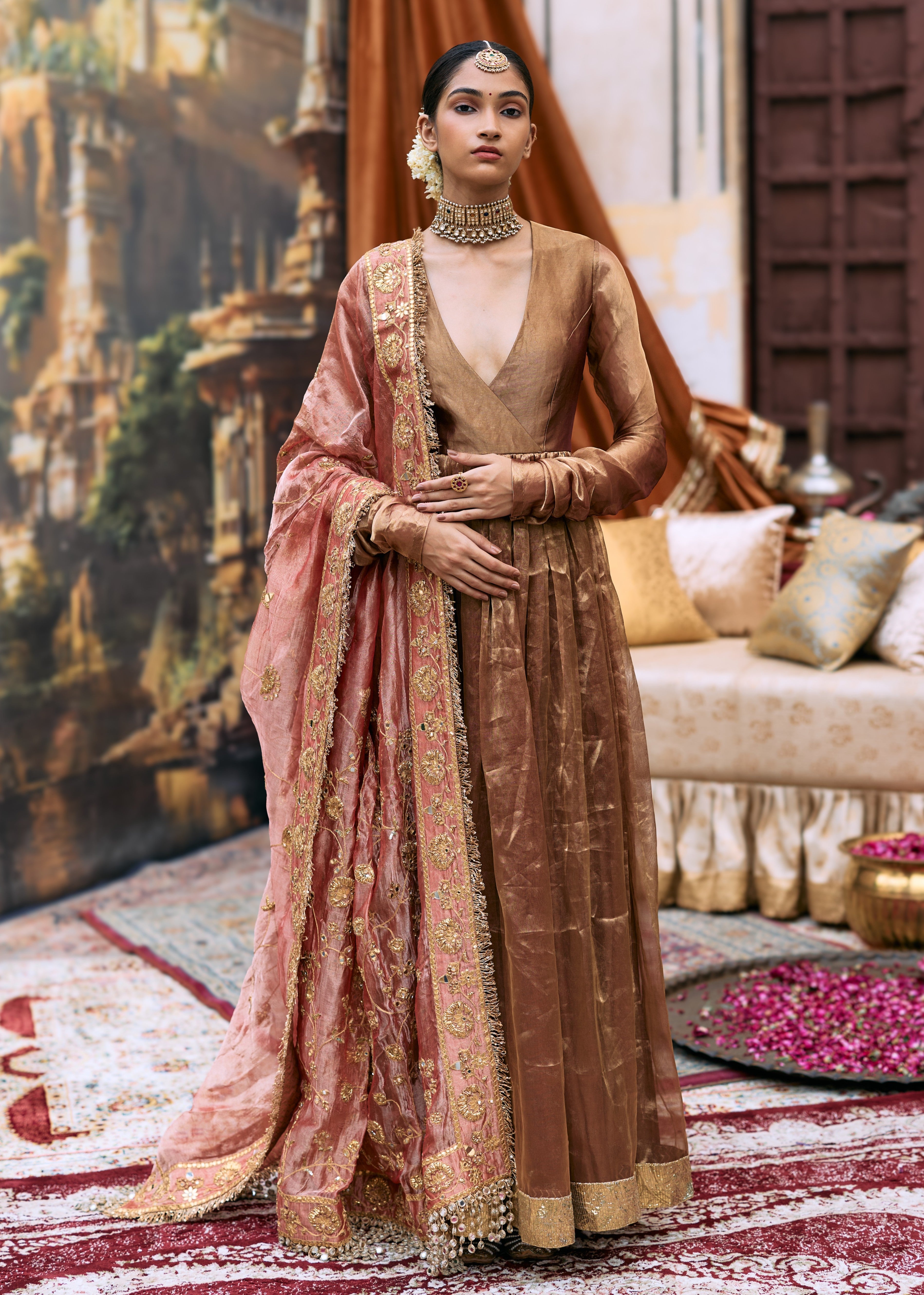 Kanthi Anarkali And Radha Krishna Dupatta Set