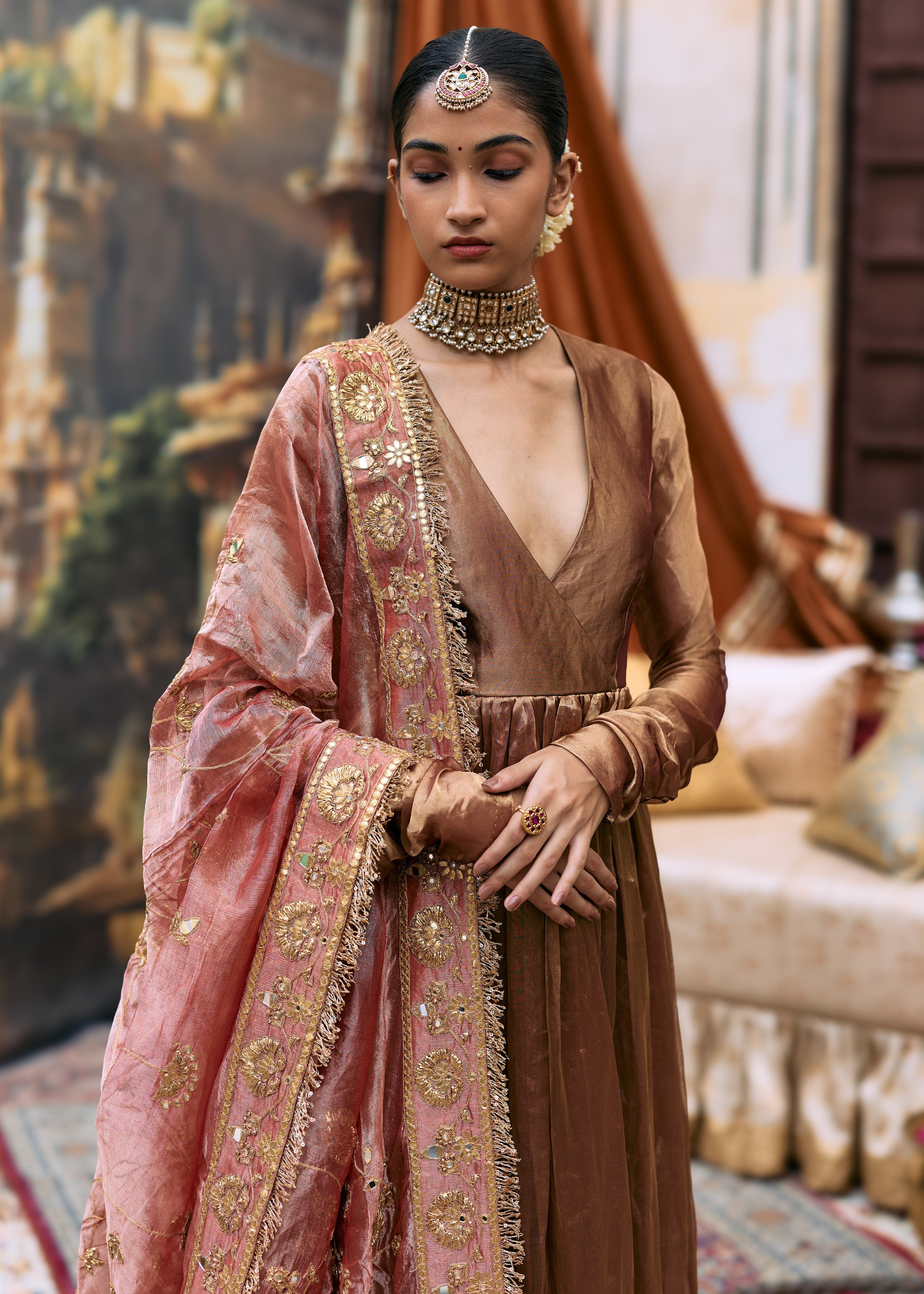 Kanthi Anarkali And Radha Krishna Dupatta Set