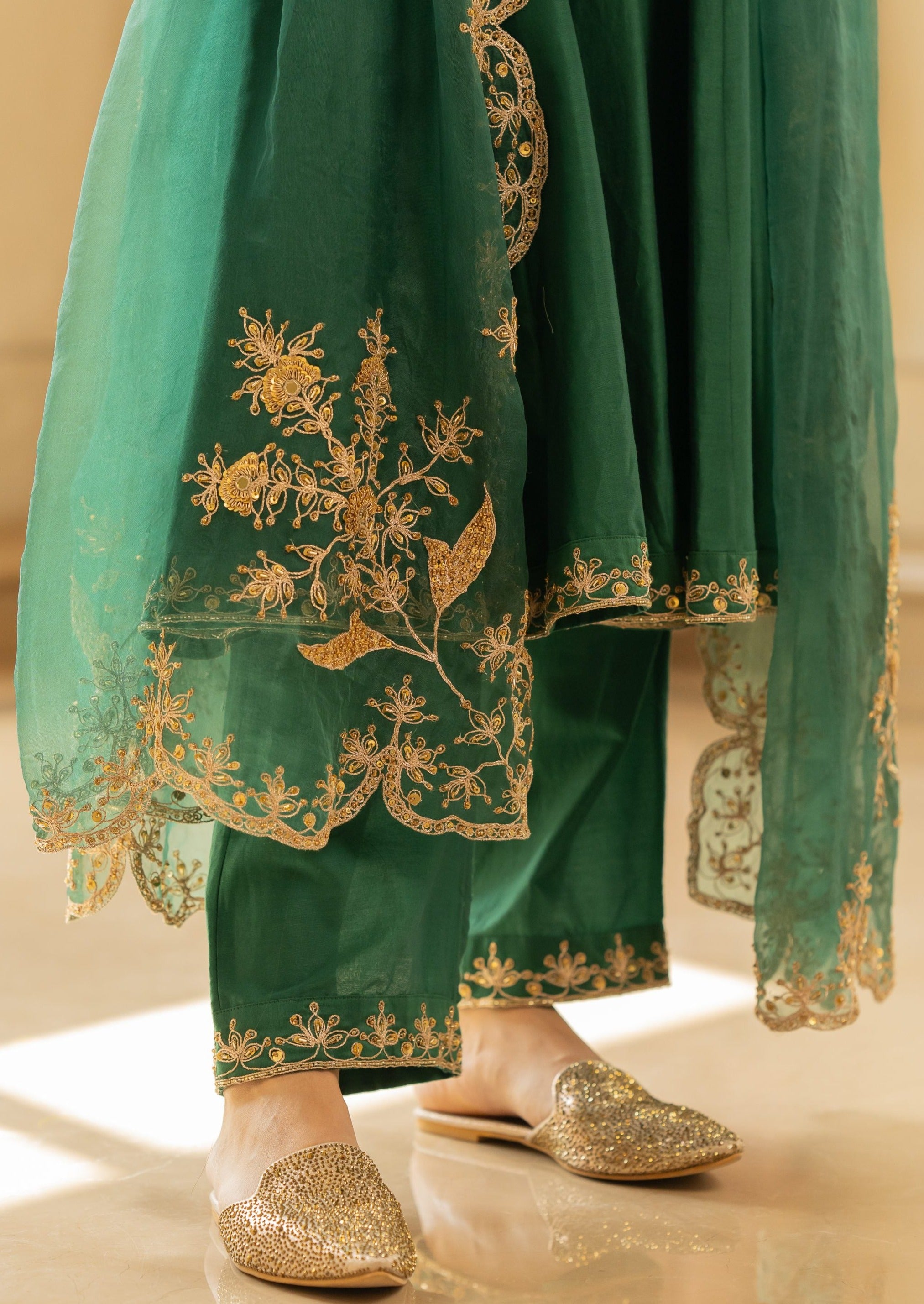 Emerald shops green anarkali dress