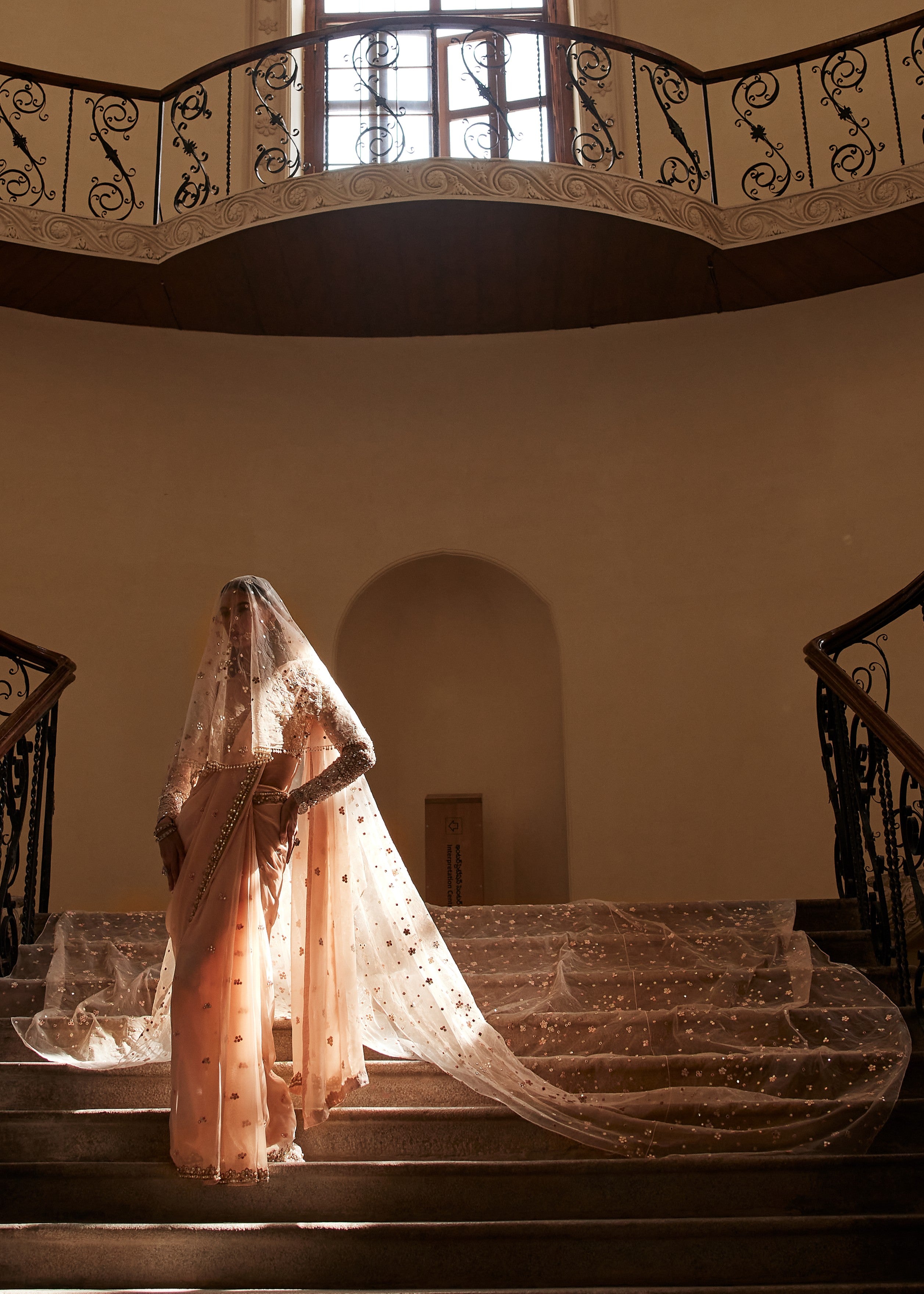 Peach Organza Sari