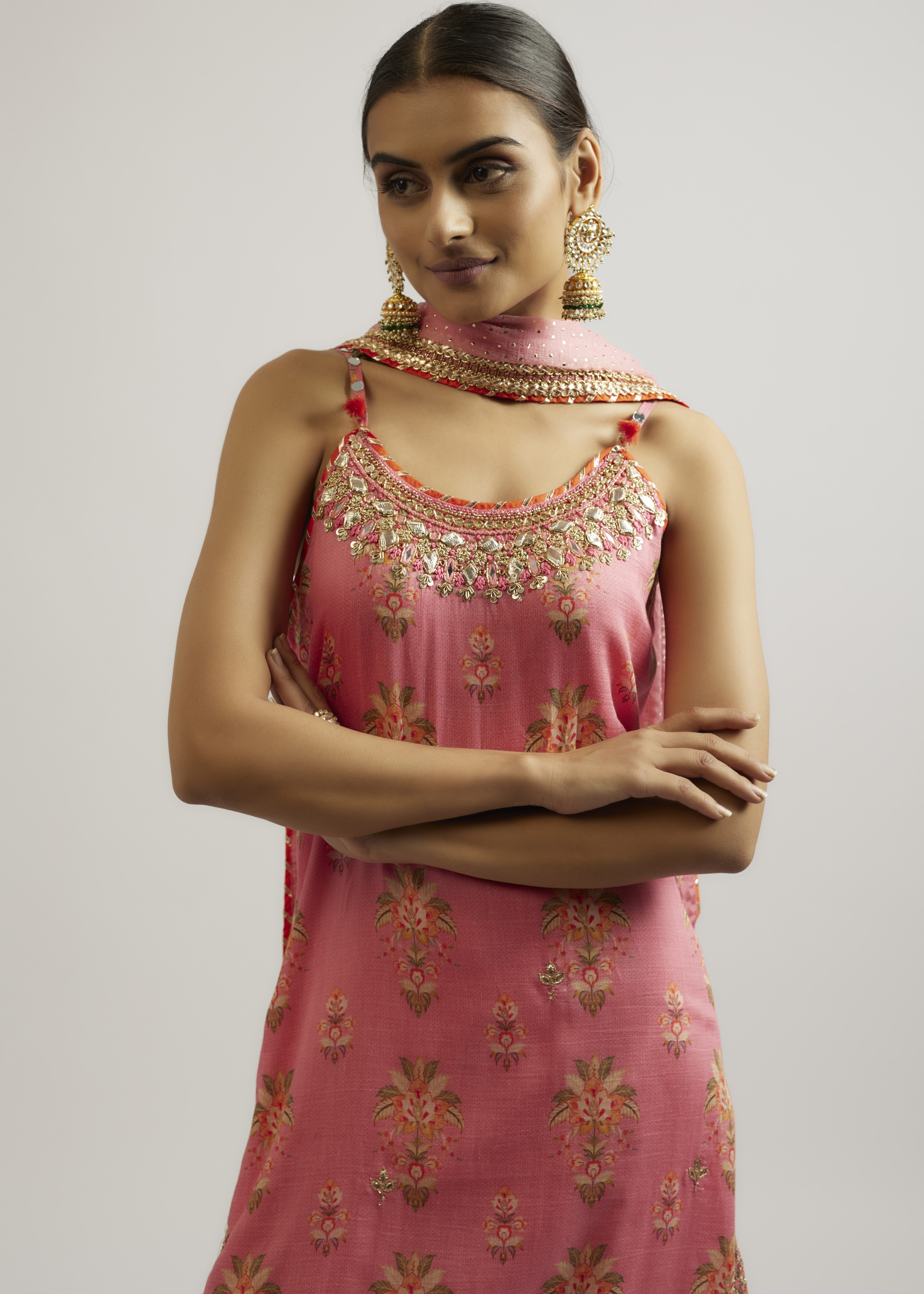 Pink Advika Strappy Sharara Set