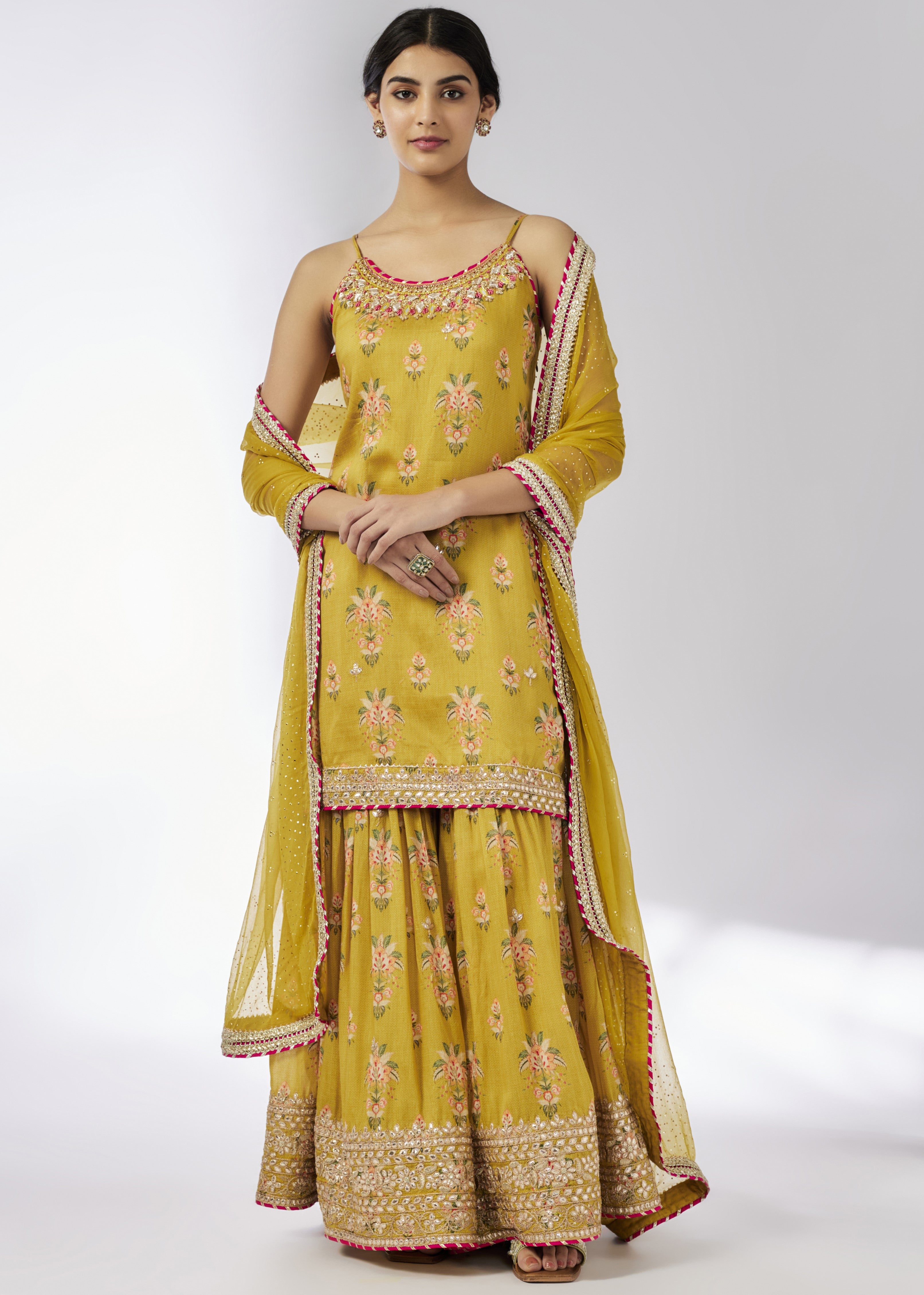 Mustard Advika Strappy Sharara Set