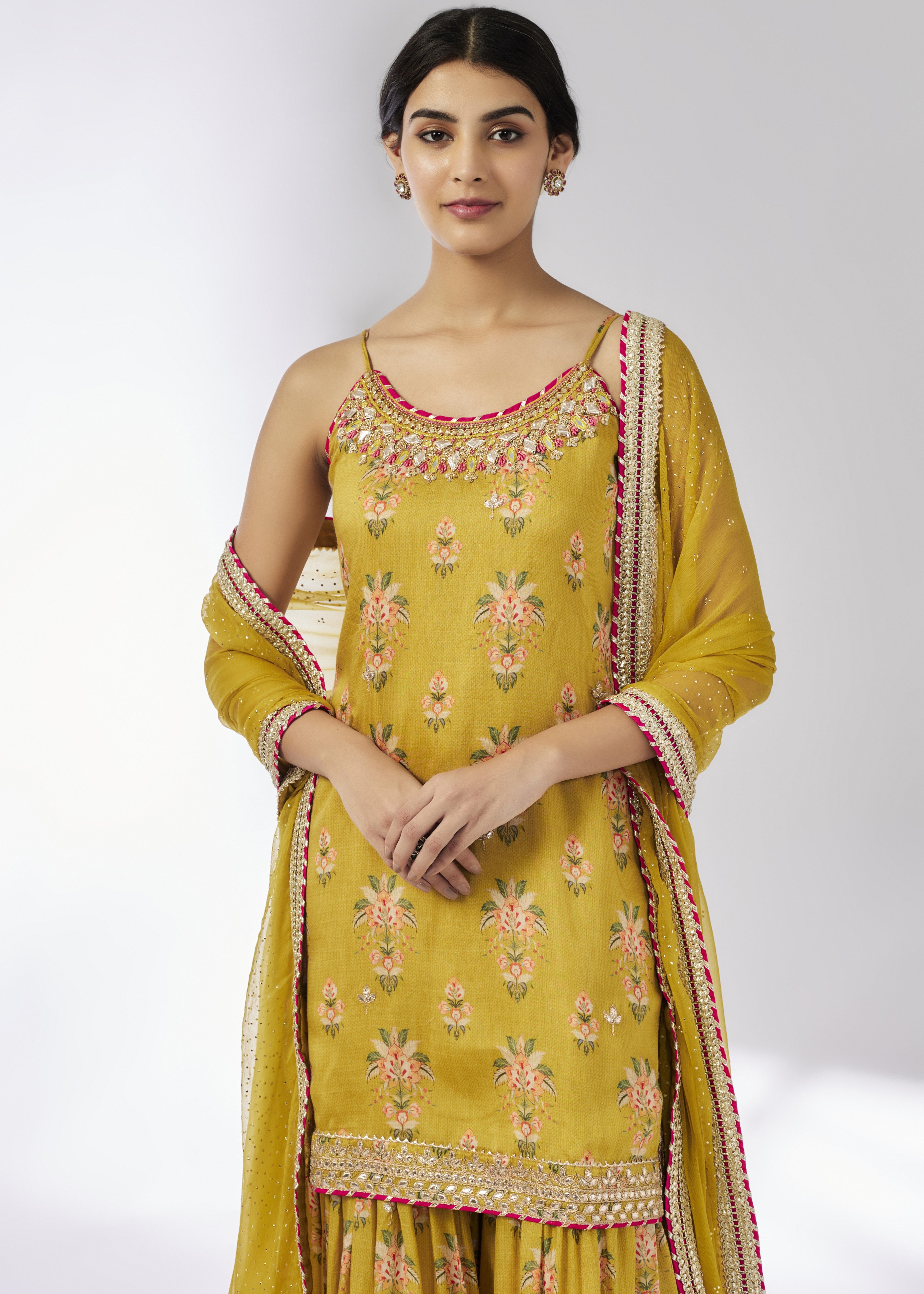 Mustard Advika Strappy Sharara Set