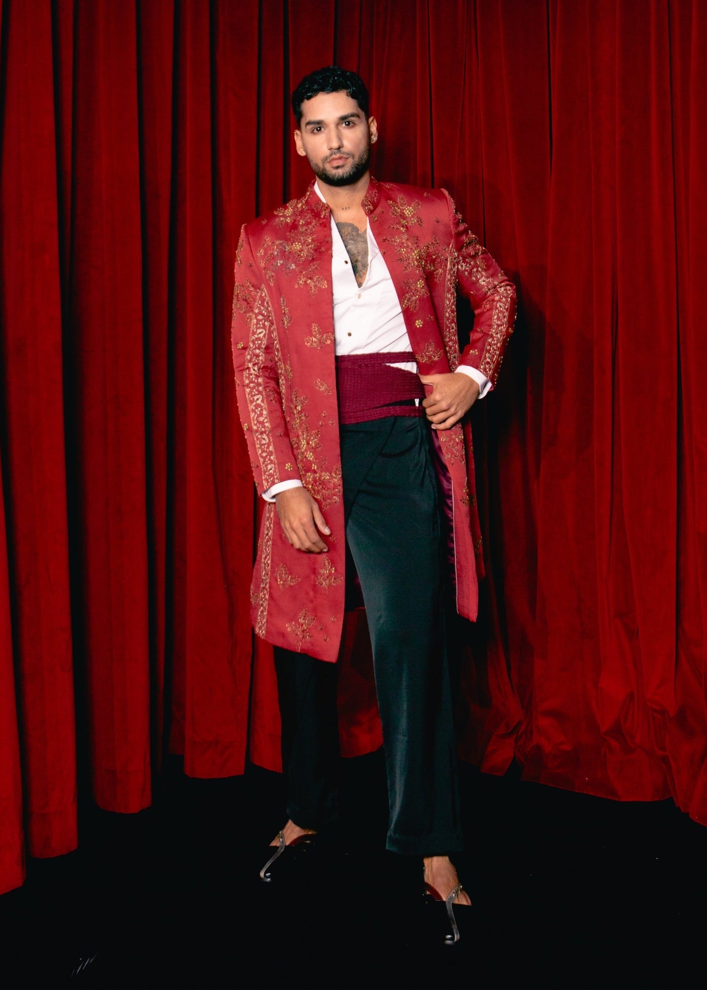 Red Contemporary Jacket Set