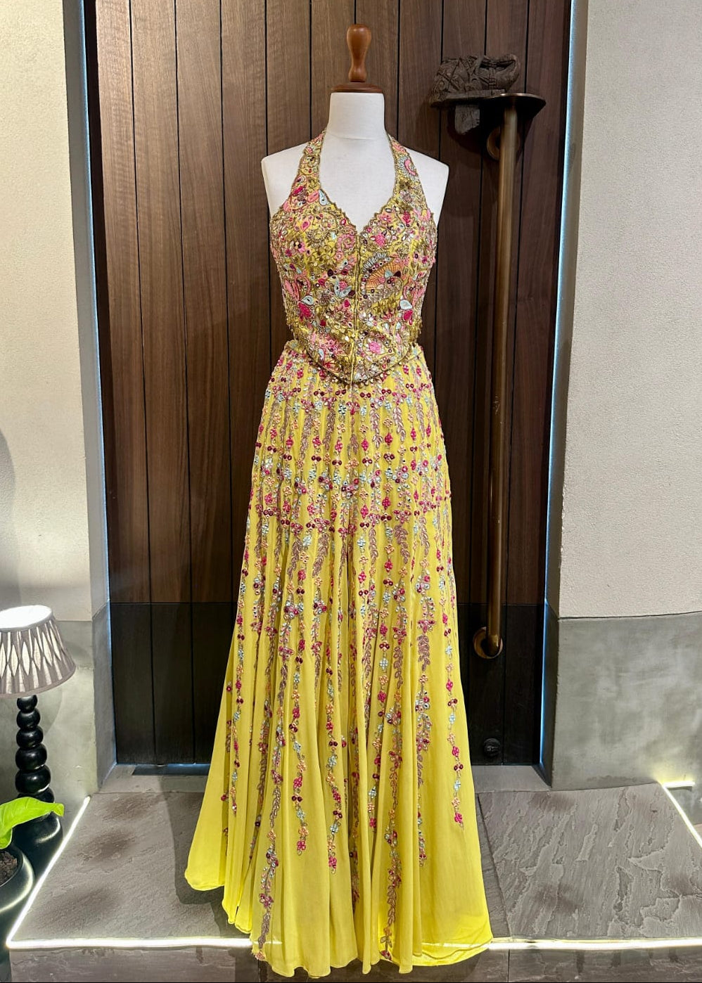 Yellow High Waist Sharara With A Corset Blouse