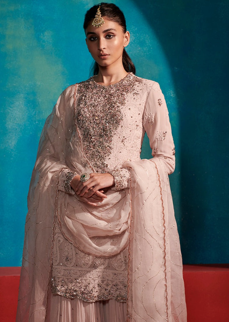 Snow Rose Kurta and Sharara Set