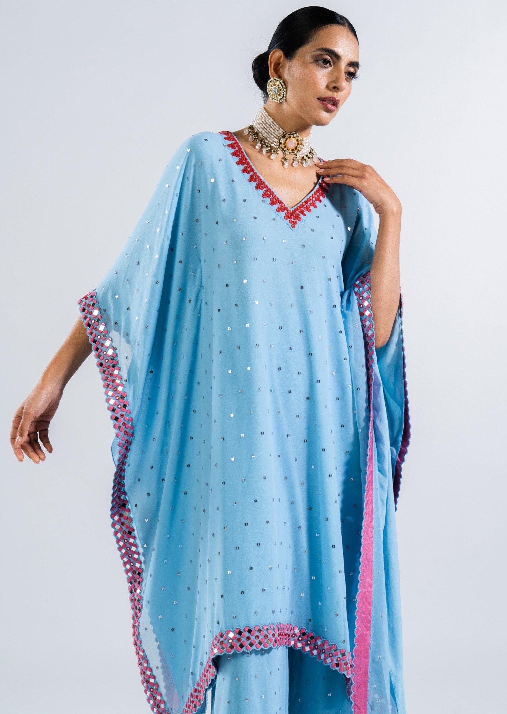 Ice Blue Kaftan Set