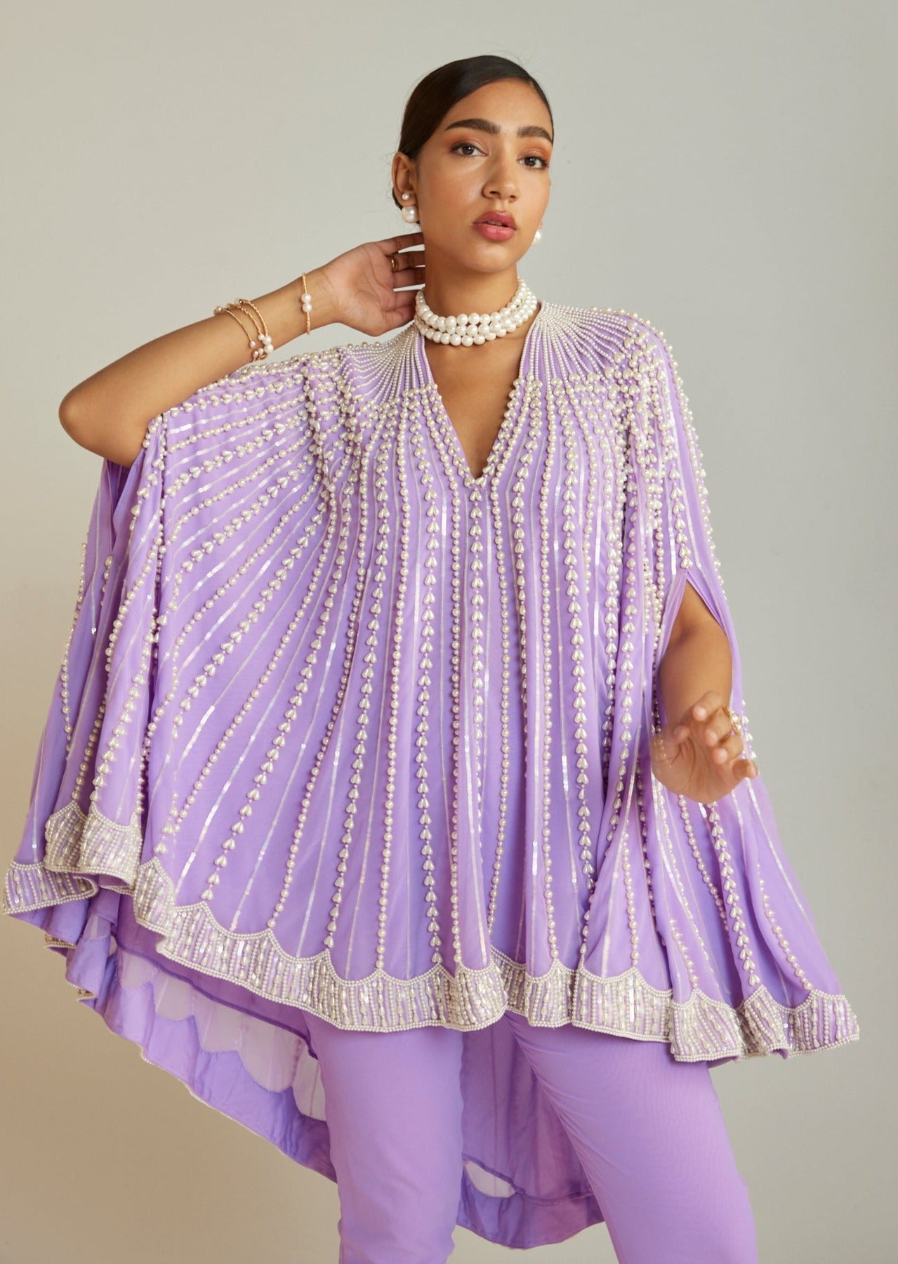 Lilac Asymmetrical Cape Set